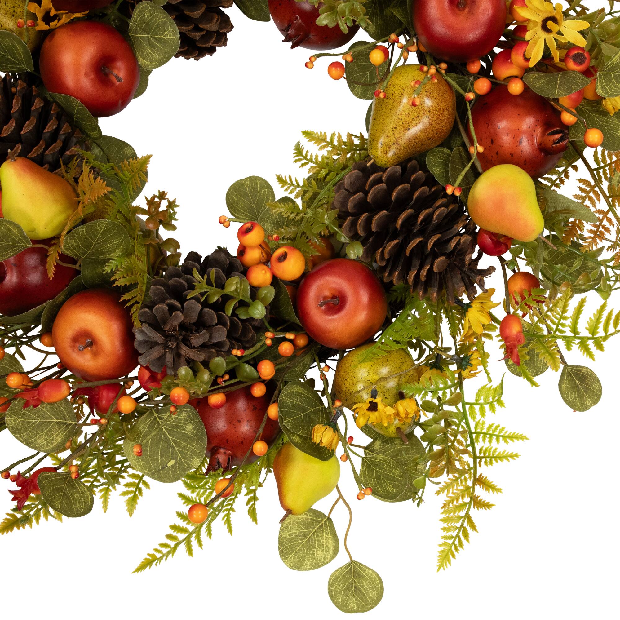26" Apples, Pears & Pinecones Fall Harvest Wreath