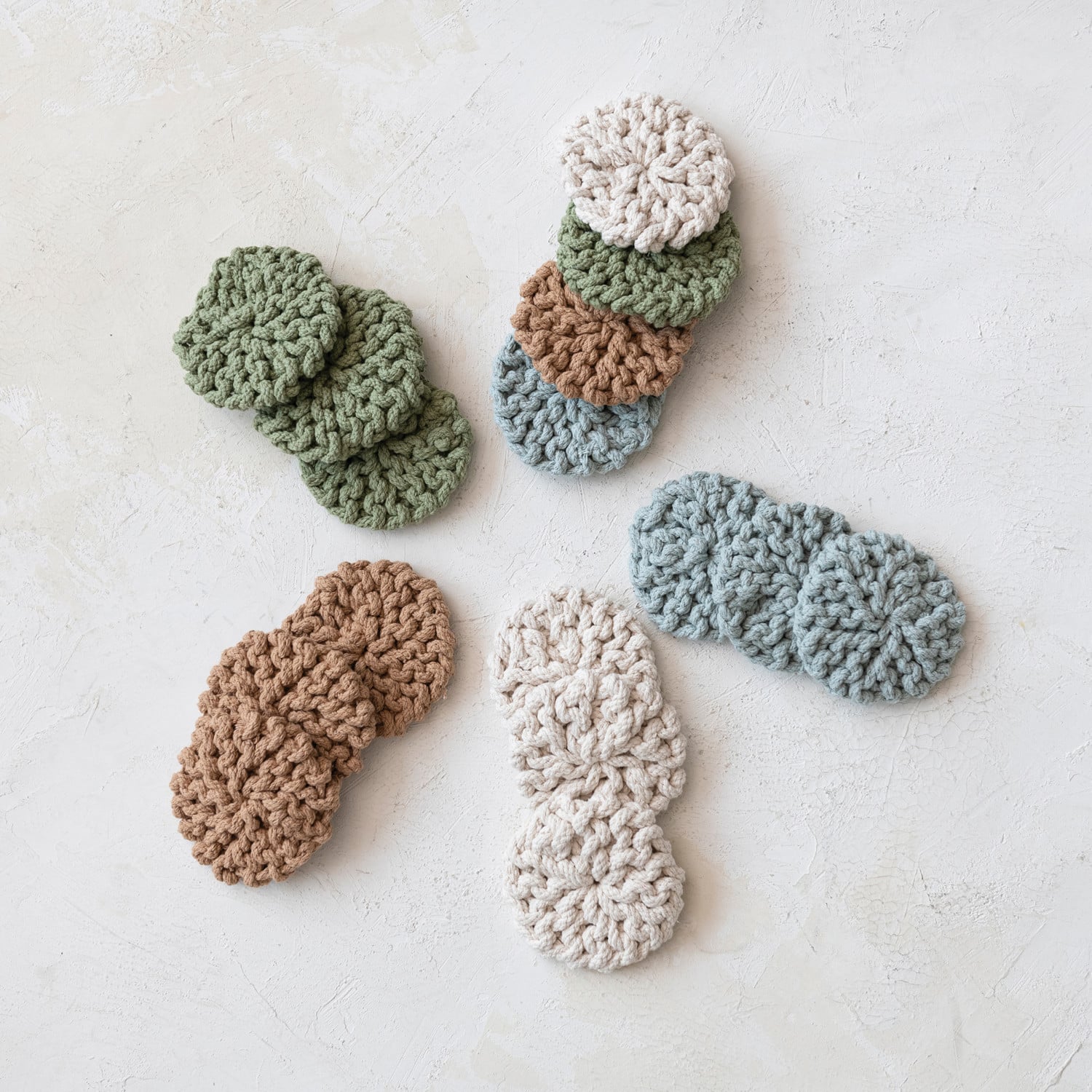 4&#x22; Mixed Round Cotton Crocheted Coasters, 16ct.