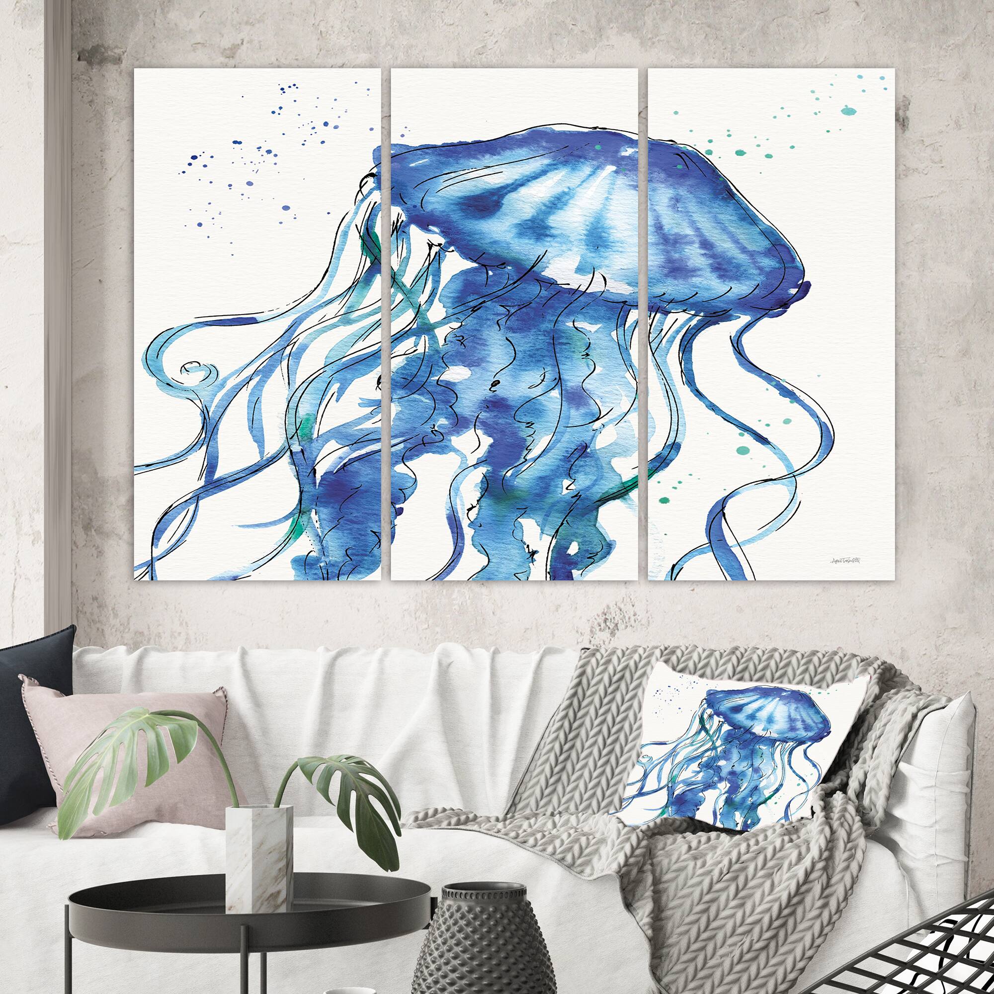 Designart - Blue Deep Sea X - Coastal Gallery-wrapped Canvas