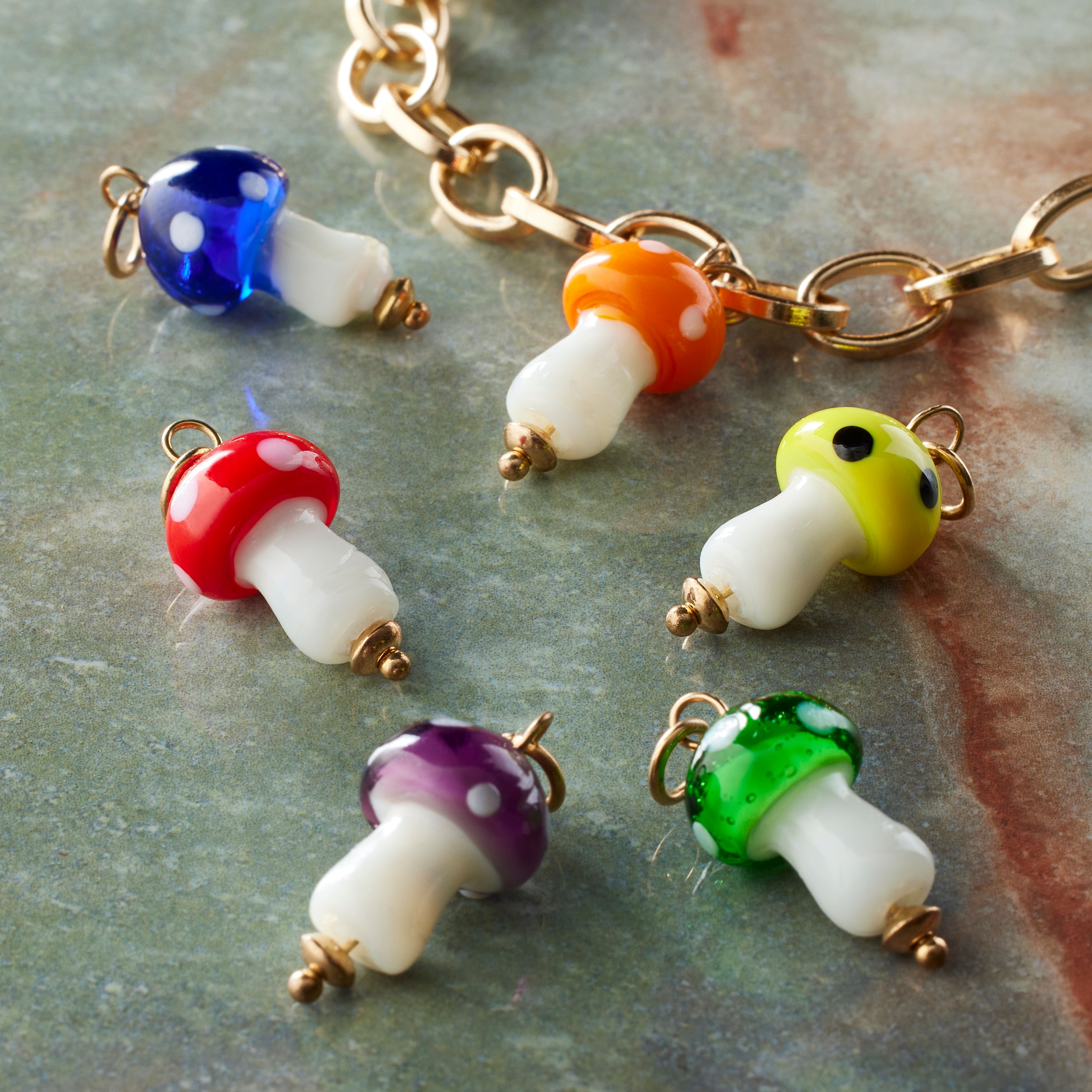 12 Packs: 6 ct. (72 total) Glass Mushroom Charms by Bead Landing™