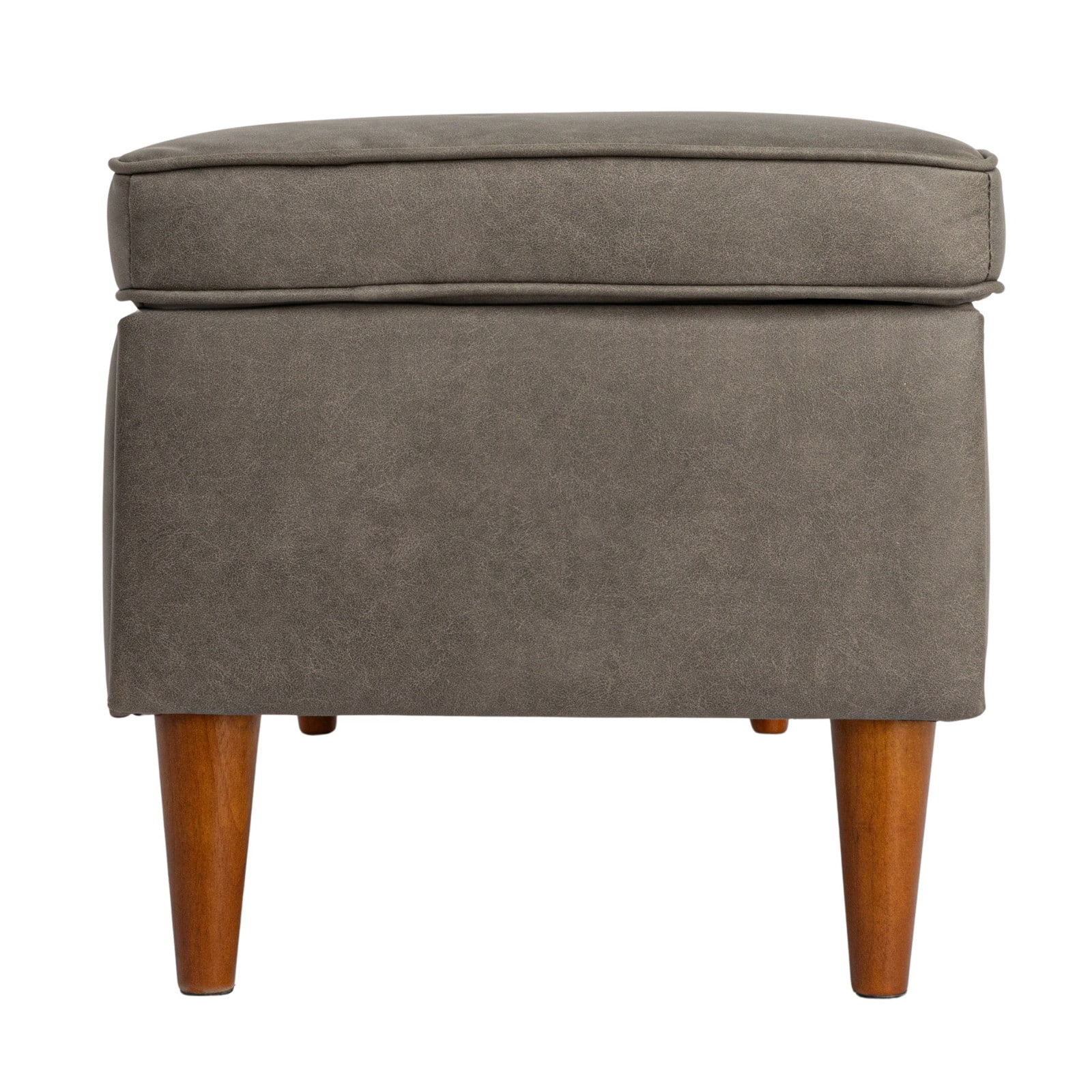 Atley Ash Gray Vegan Leather Upholstered Storage Bench