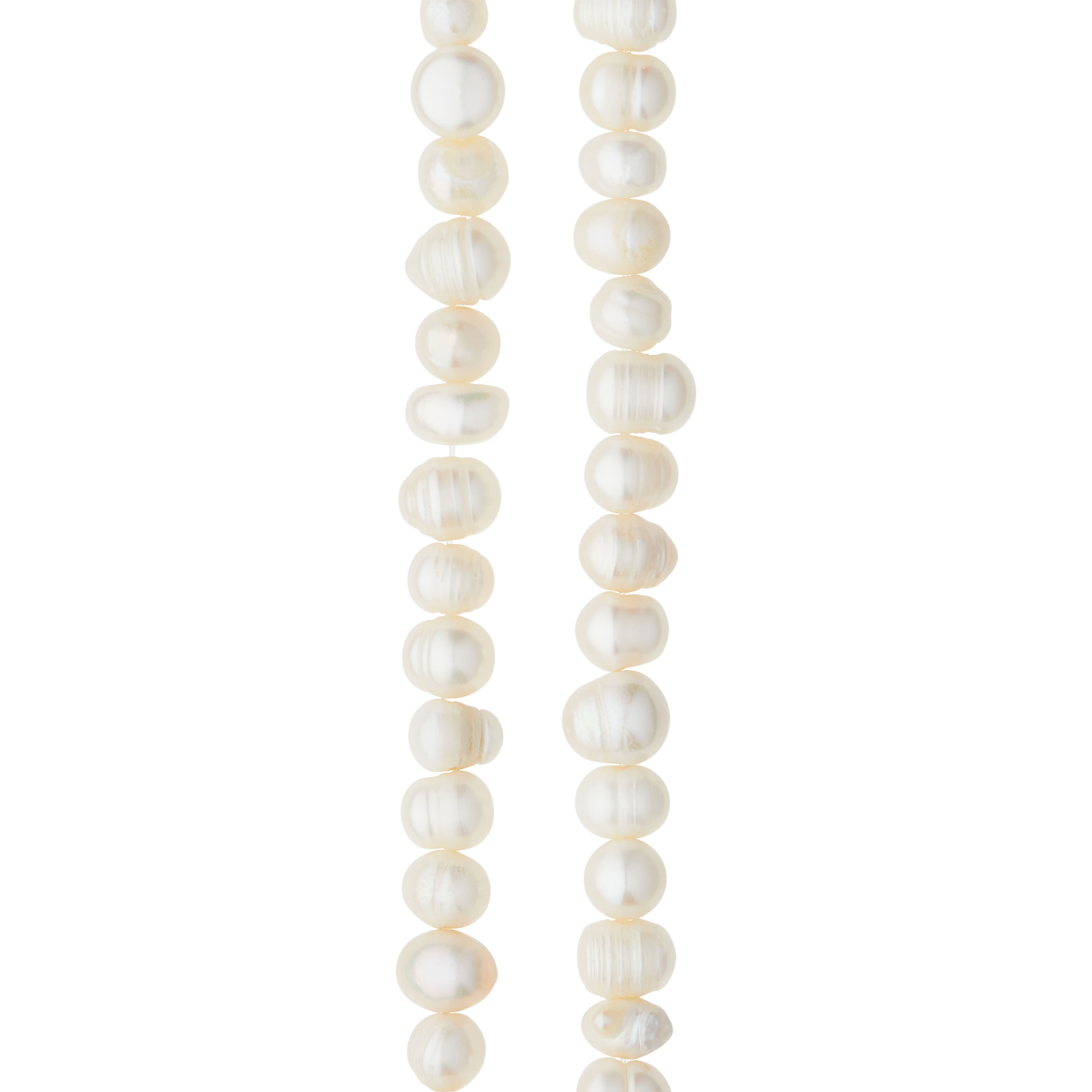 White Pearl Rondelle Beads, 8mm by Bead Landing&#x2122;