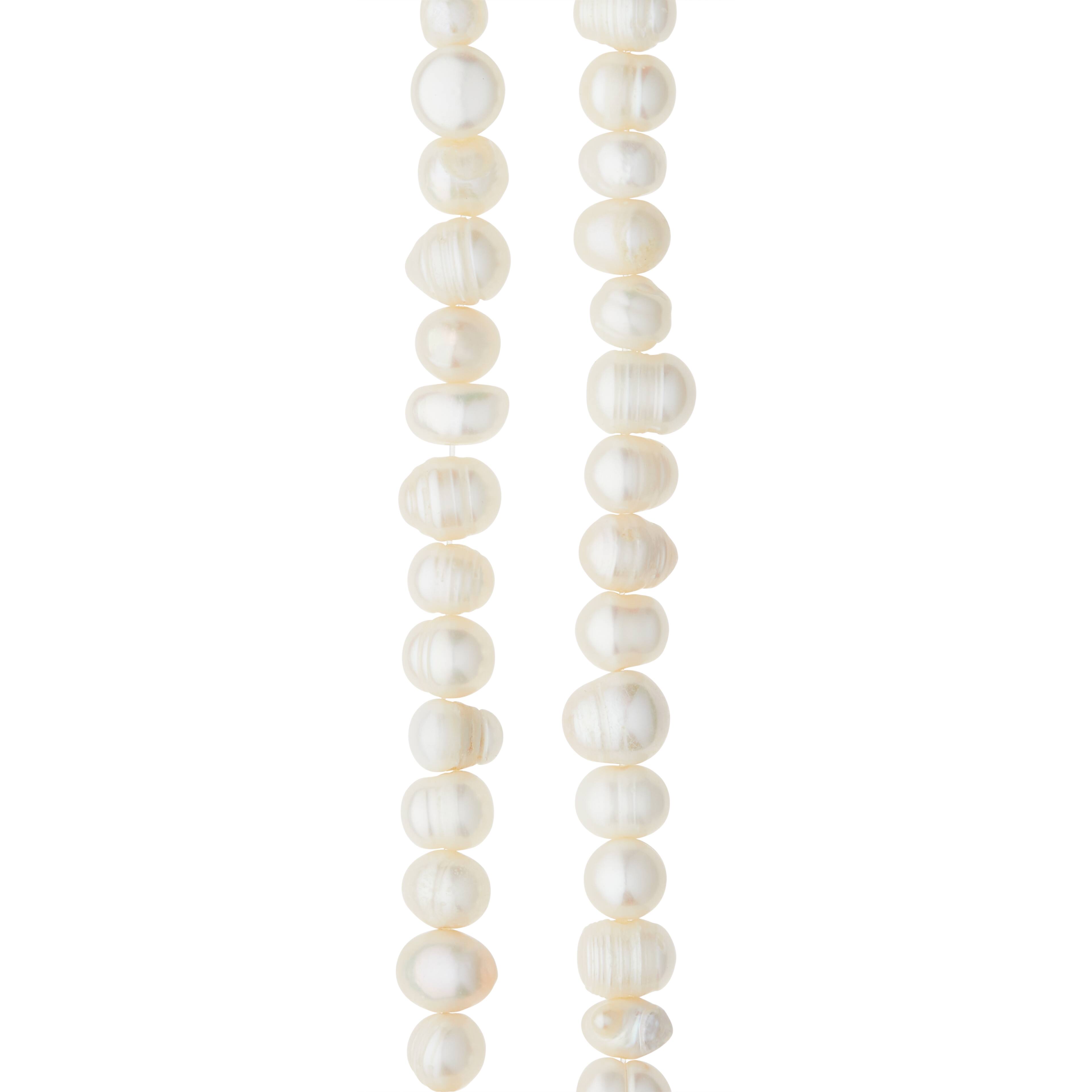 White Pearl Rondelle Beads, 8mm by Bead Landing™