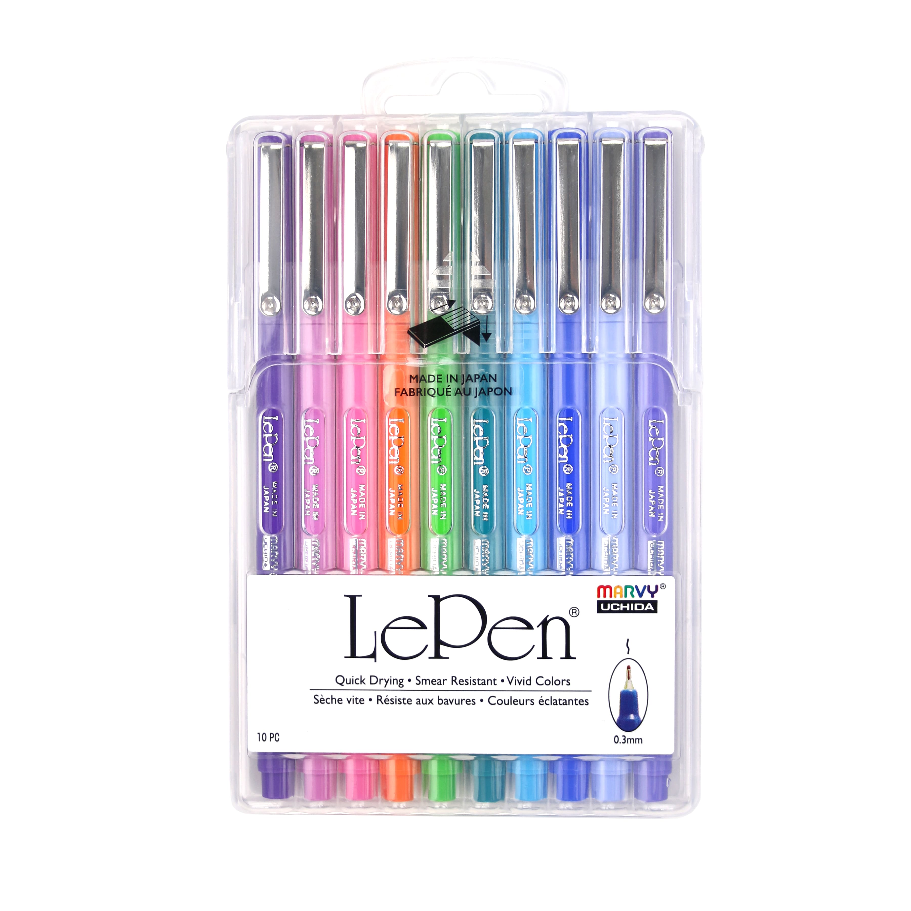 Marvy® Uchida LePen® Extra Fine 10 Colour Bright Pen Set