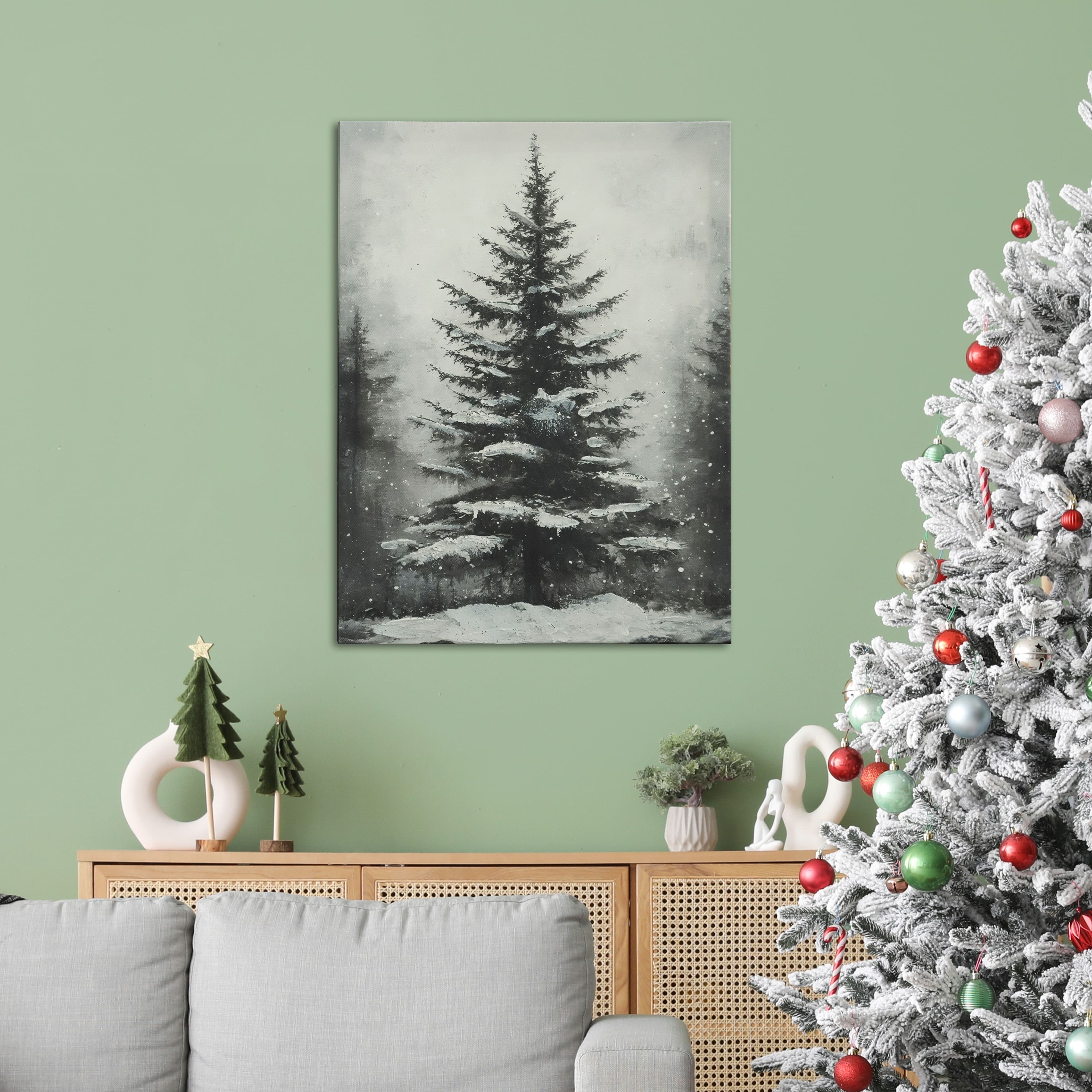 12&#x22; x 16&#x22; Black &#x26; White Snowy Tree Canvas Wall D&#xE9;cor by Ashland&#xAE;