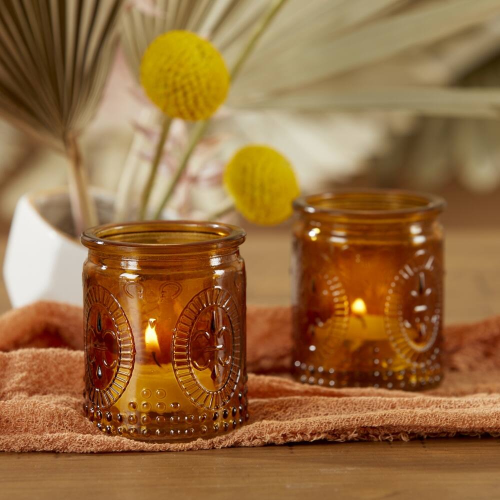 Kate Aspen® Vintage Amber Glass Tea Light Holder, 4ct.