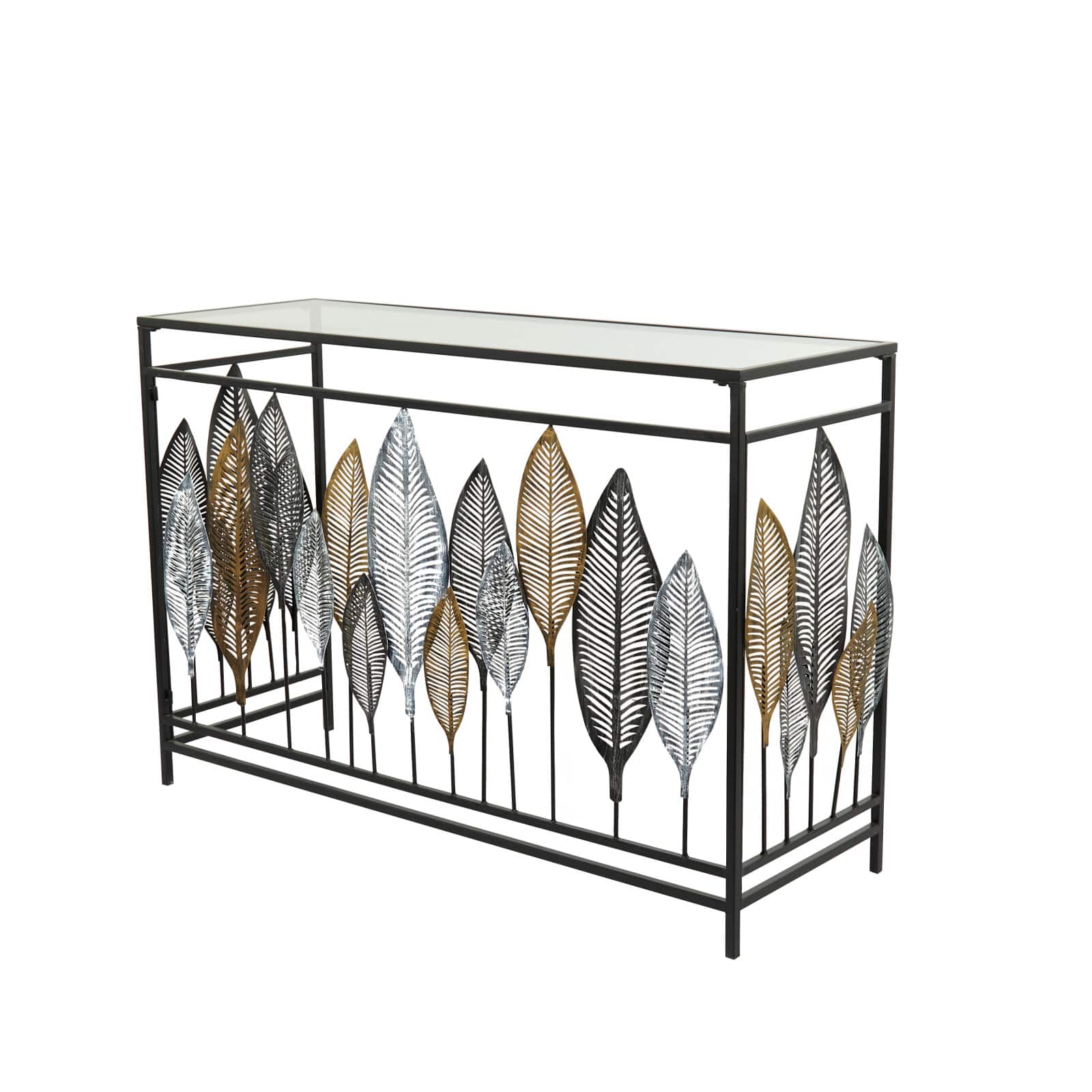 Black Metal Contemporary Console Table, 30&#x22; x 44&#x22; x 16&#x22;