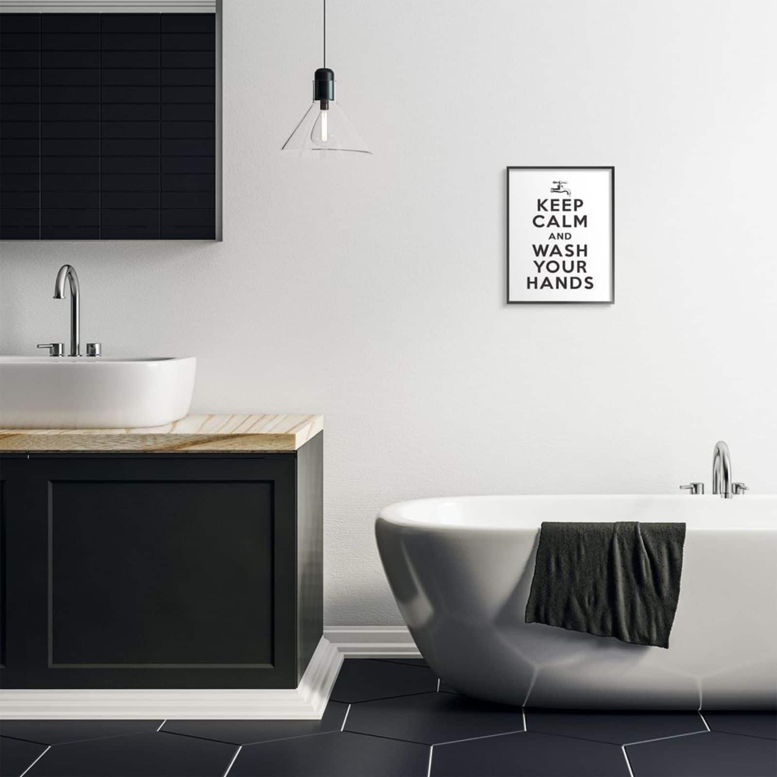 Stupell Industries Keep Calm & Wash Your Hands Wall Art in Frame