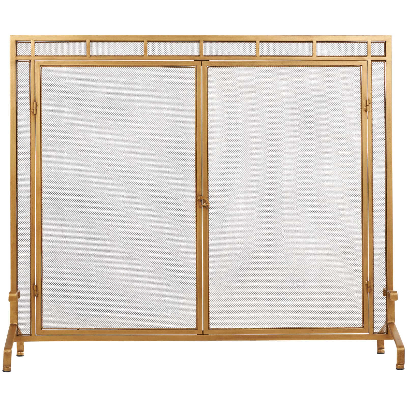 33.5" Gold Metal Geometric Single Panel Fireplace Screen