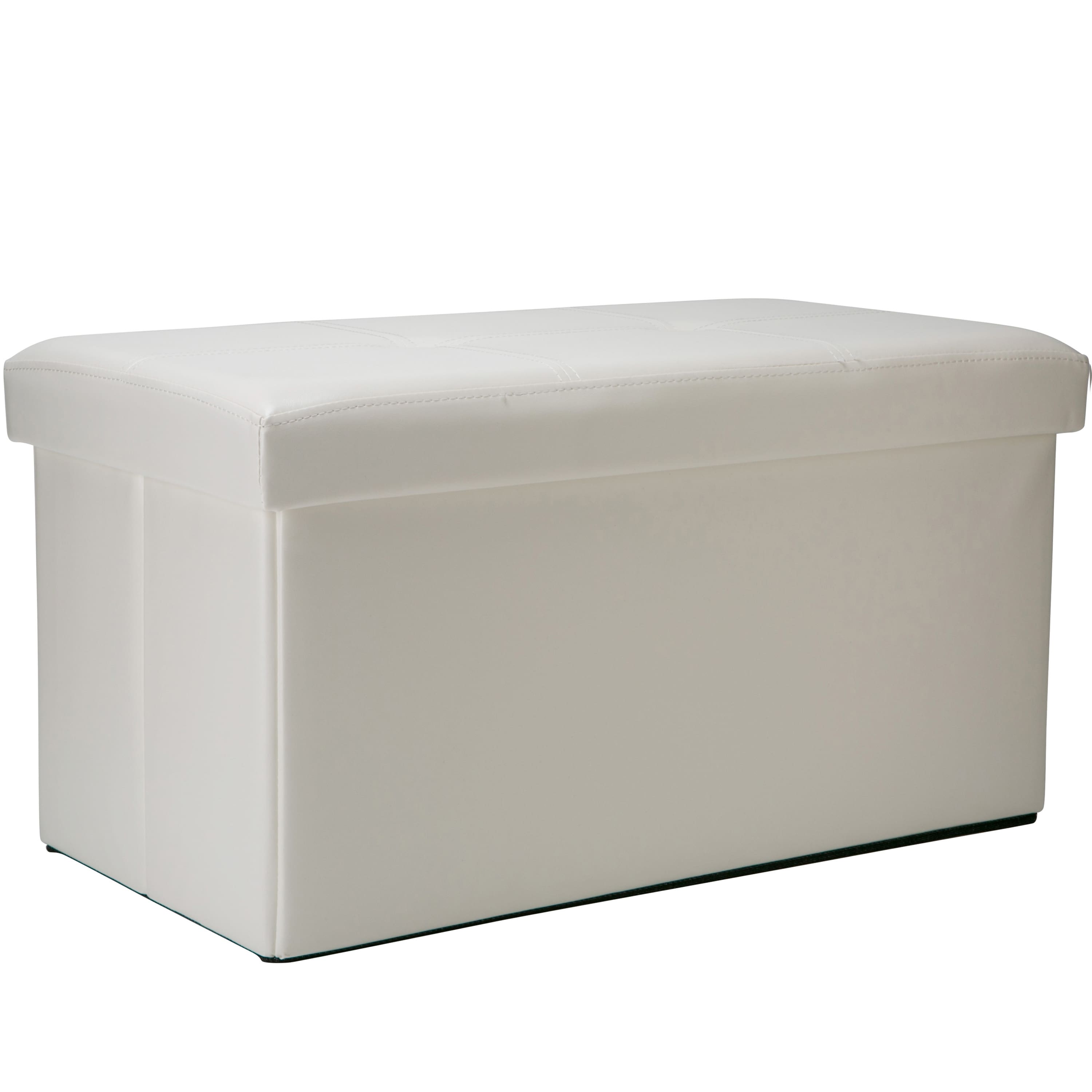 Simplify Faux Leather Double Folding Storage Ottoman