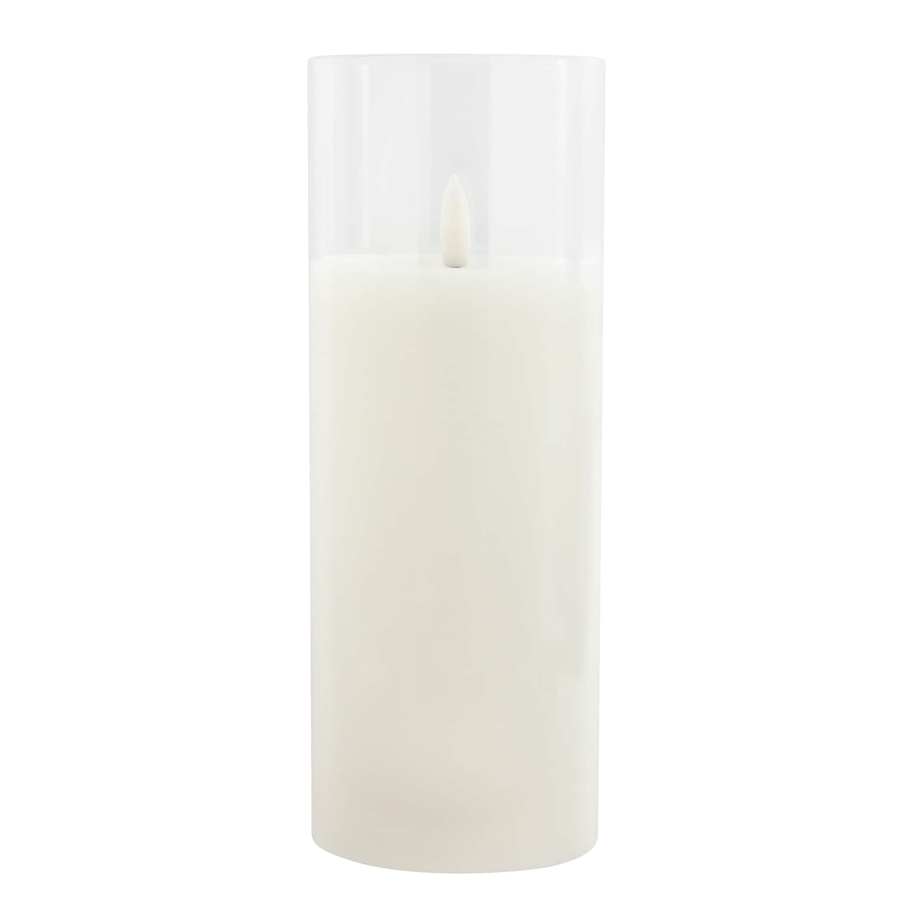 3&#x22; x 8&#x22; Flickering Flame LED Glass Wax Candle by Ashland&#xAE;