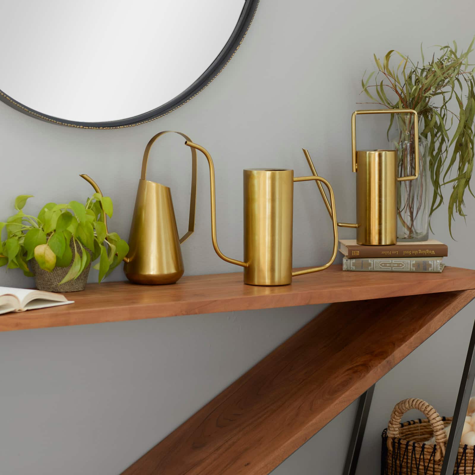 Gold Metal Glam Watering Cans Set