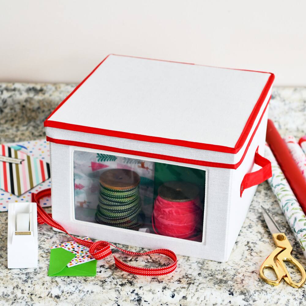 Household Essentials Red Candy Cane Storage Box