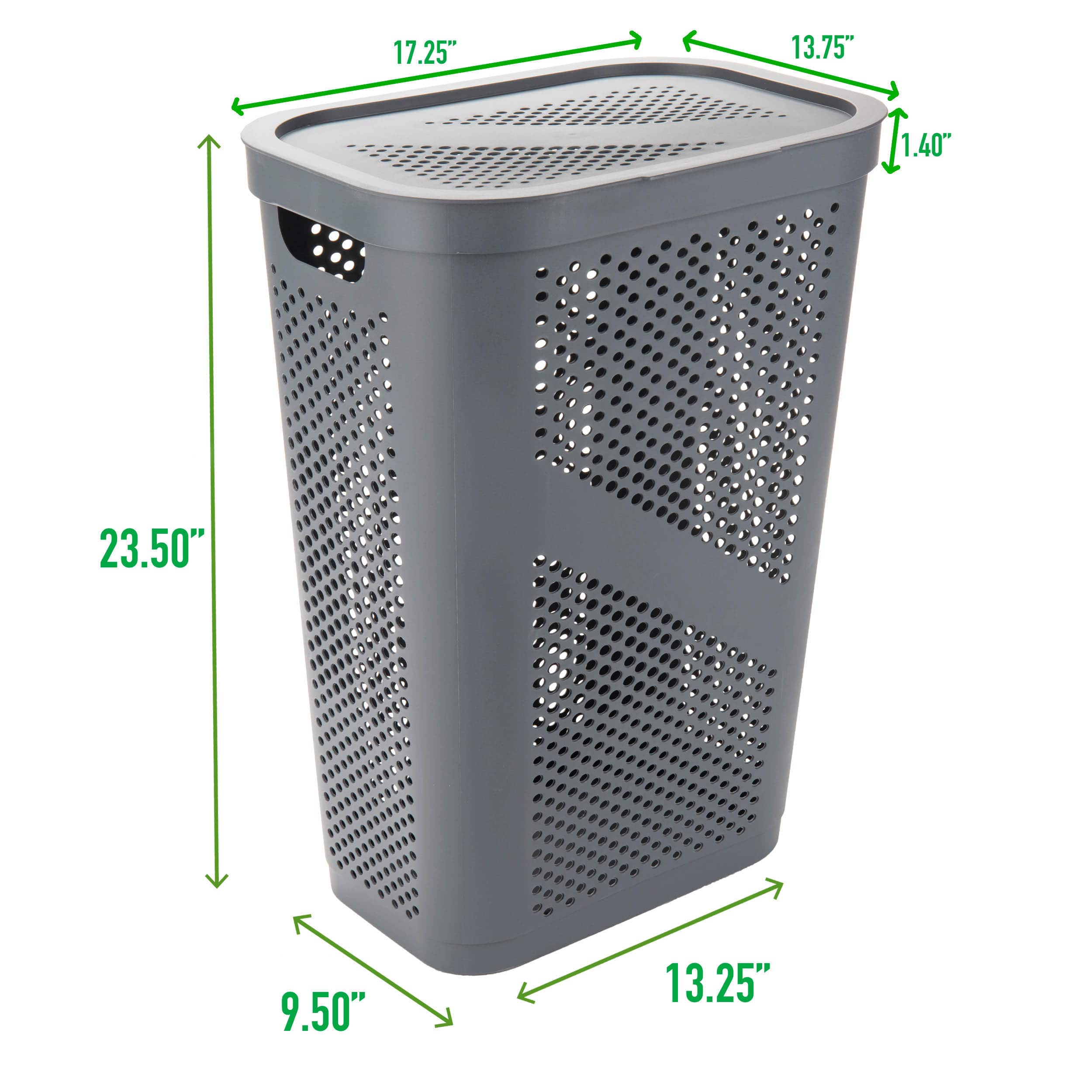 Mind Reader 60L Perforated Plastic Laundry Hamper with Lid