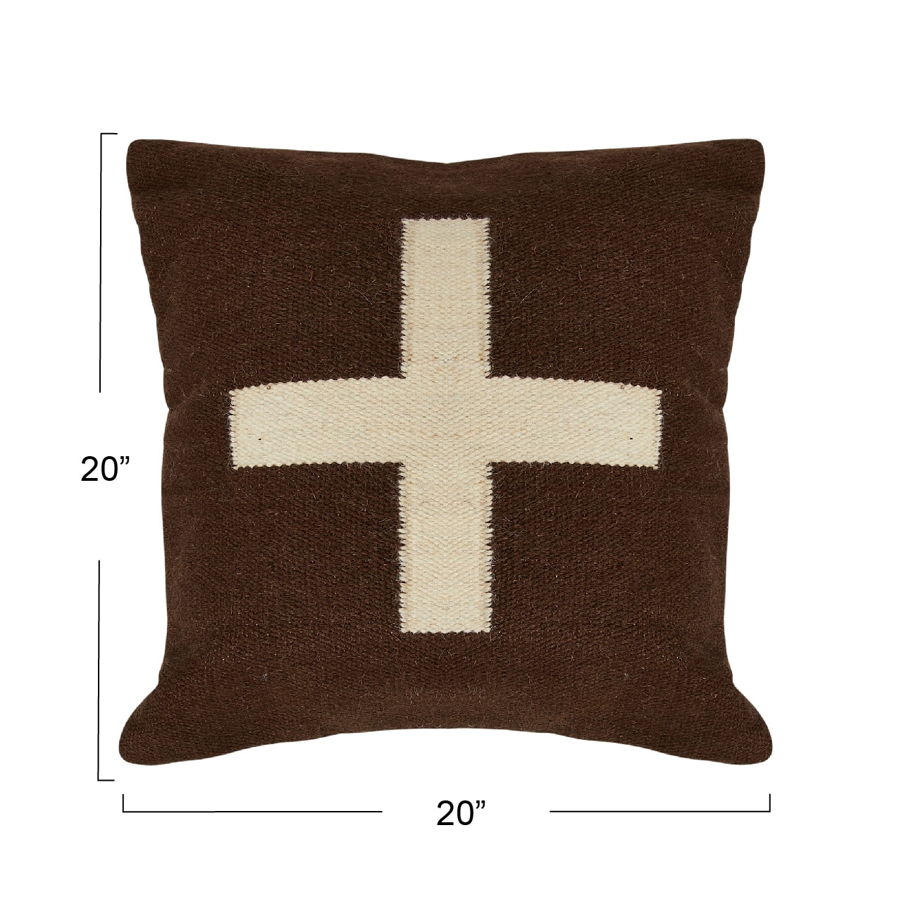 Brown &#x26; Natural Swiss Cross Cotton Wool Throw Pillow