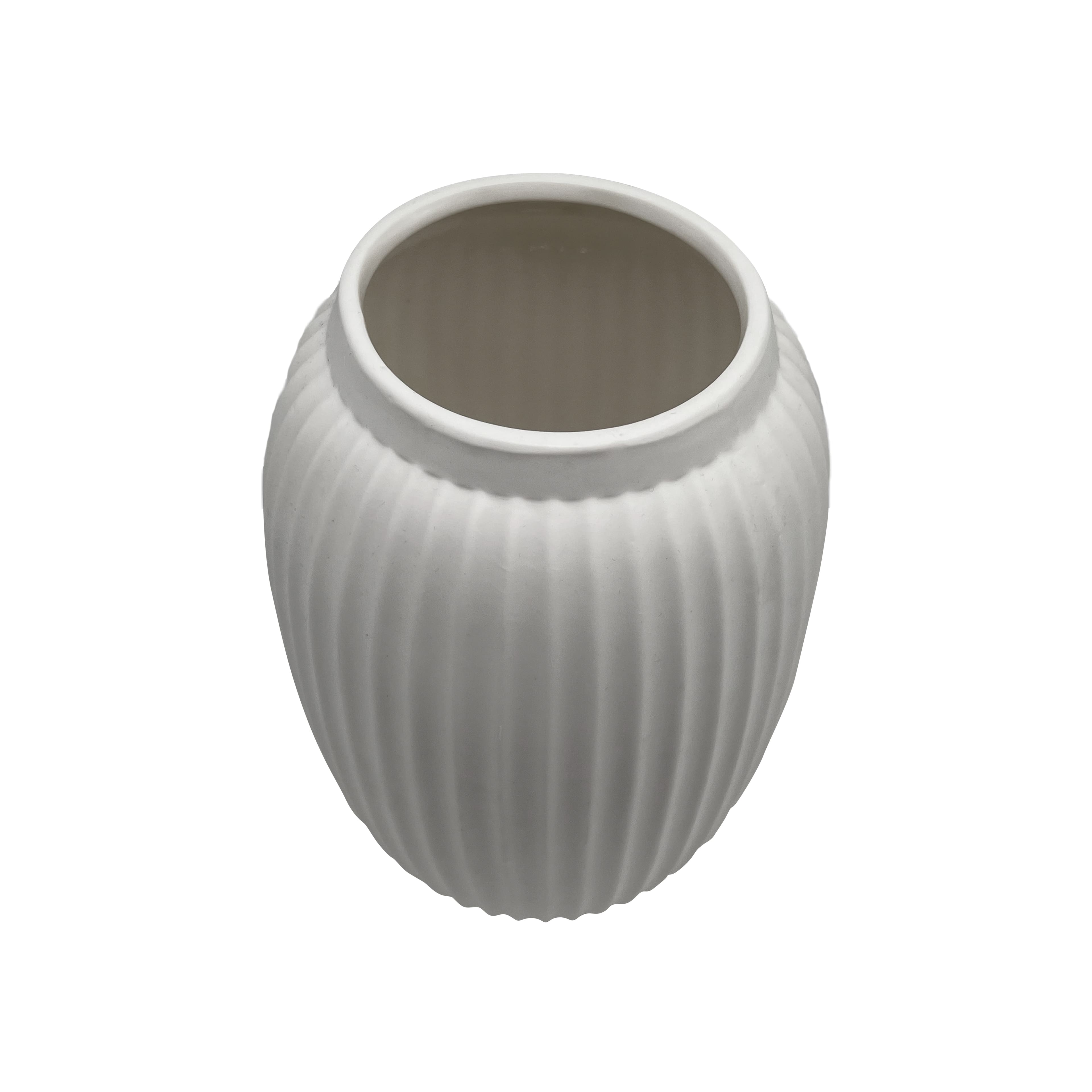9&#x22; White Geometric Fluted Ceramic Vase by Ashland&#xAE;