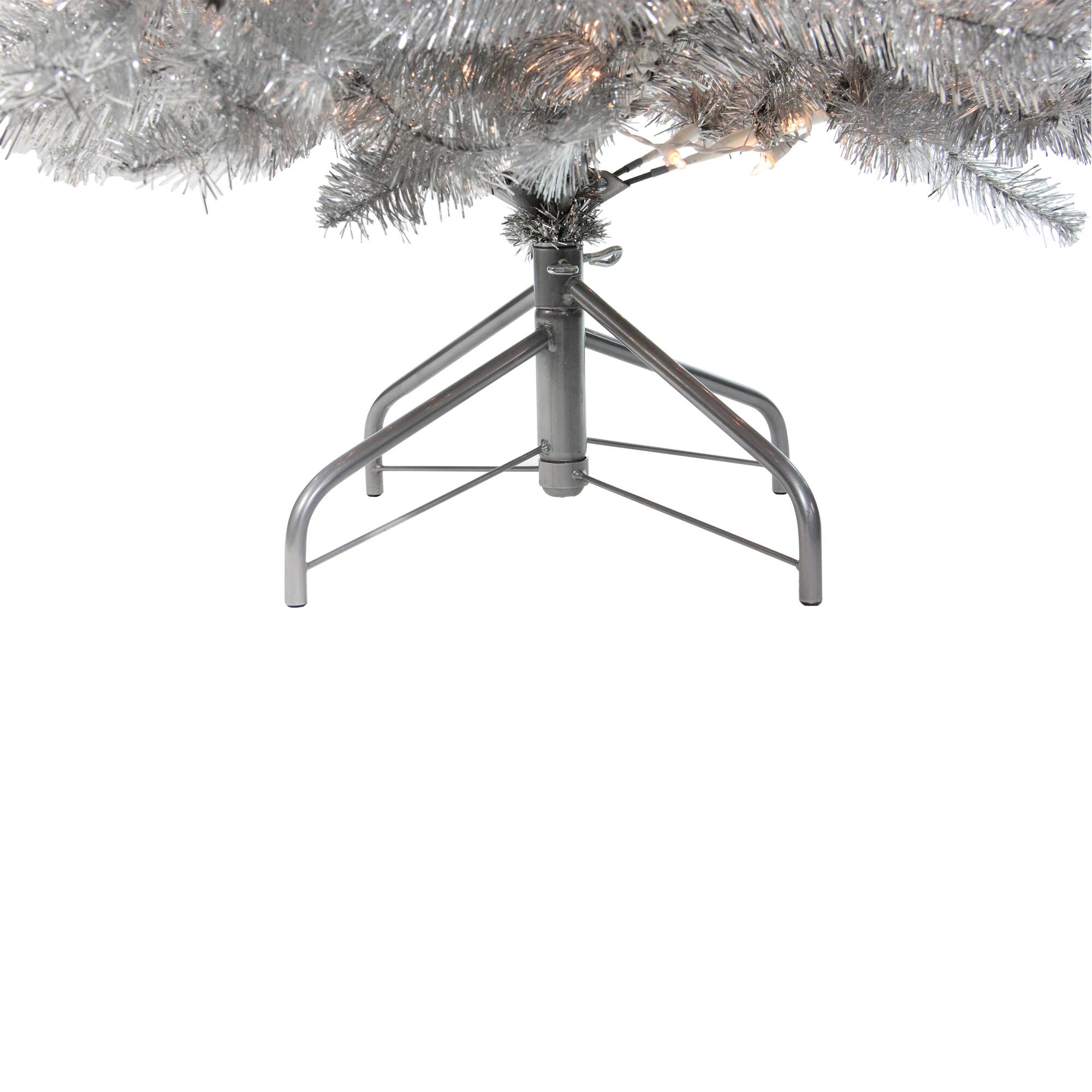 7.5ft. Pre-Lit Full Metallic Tinsel Artificial Christmas Tree, Clear Lights