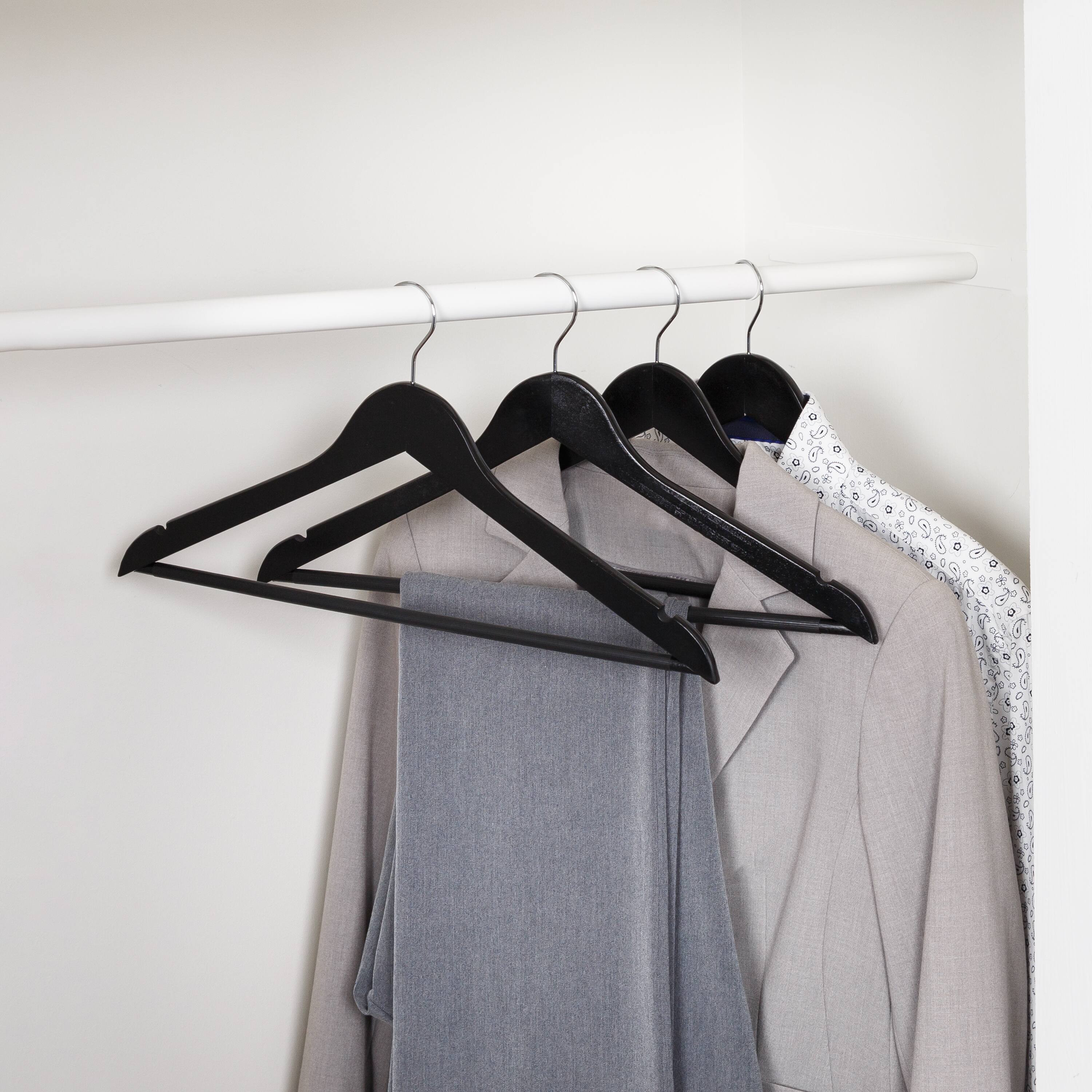 Honey Can Do Black Non-Slip Swivel Hook Wood Hangers, 24ct.