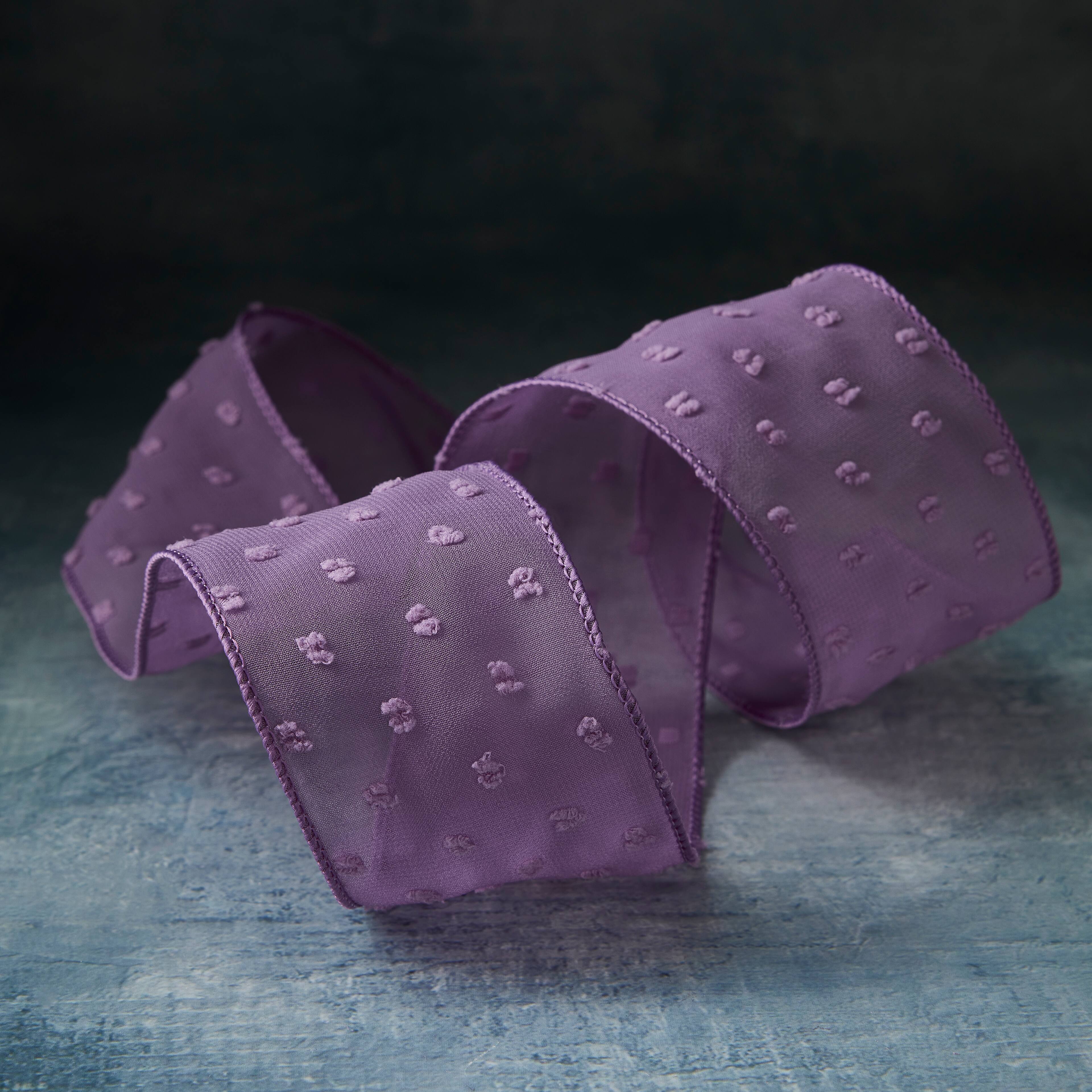 2.5" x 3yd. Crinkle Chiffon Wired Pom Pom Dot Ribbon by Celebrate It® Classic