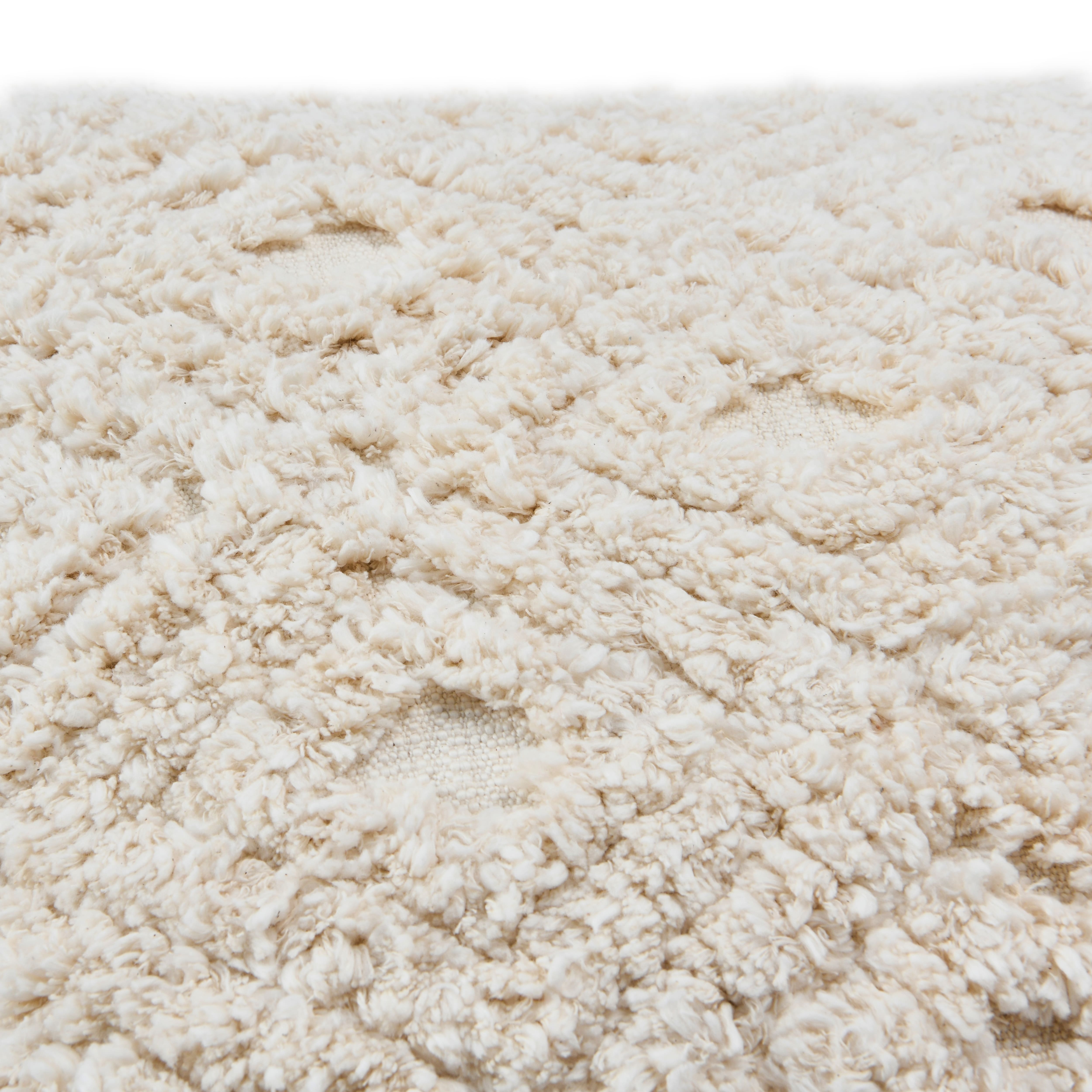 Hello Honey® Cream Cotton Tufted Pillow with Pom Poms