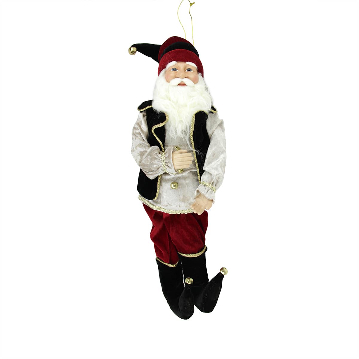 22&#x22; Black &#x26; Red Poseable Whimsical Elf Christmas Figurine