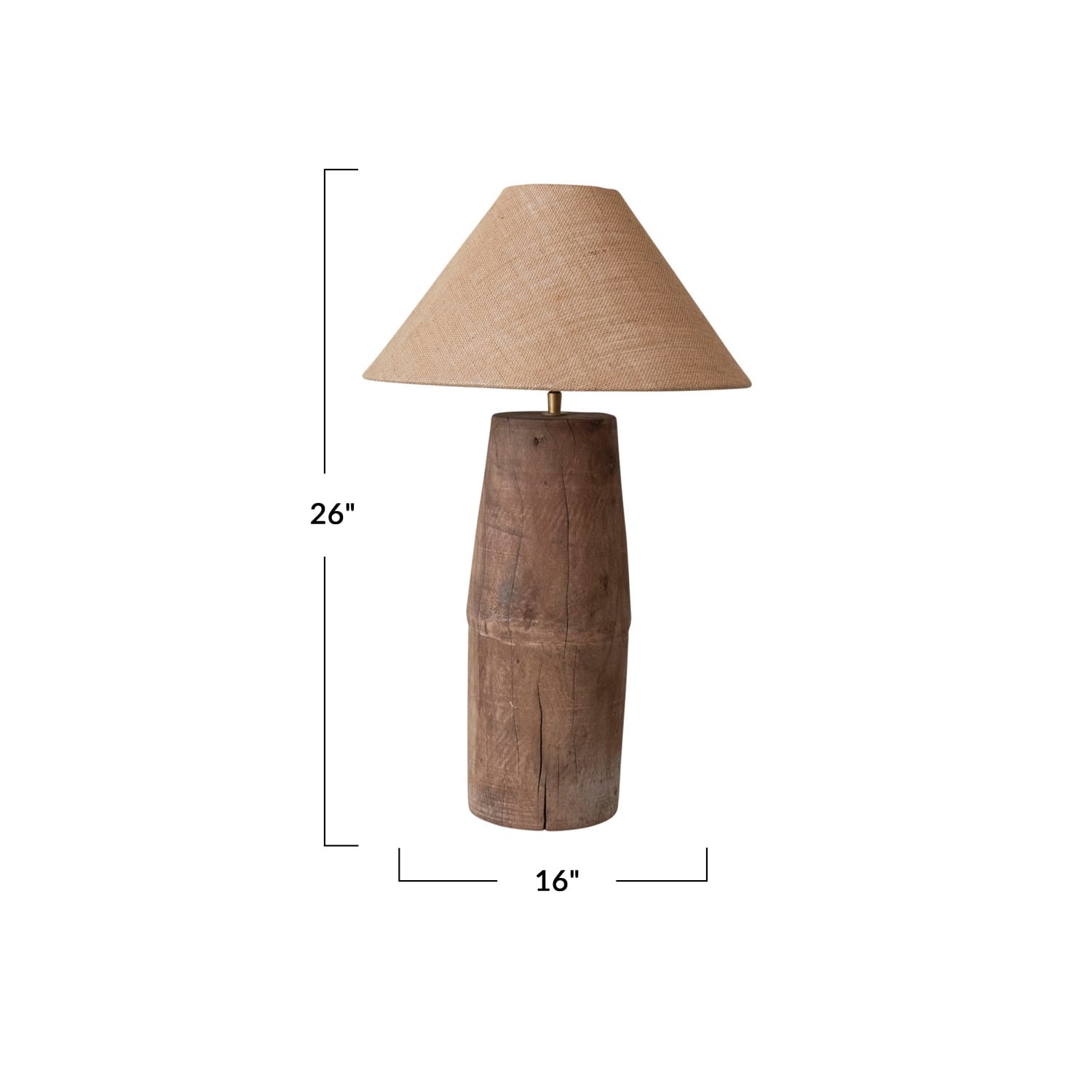 26&#x22; Natural Reclaimed Wood Swivel Neck Table Lamp with Jute Shade