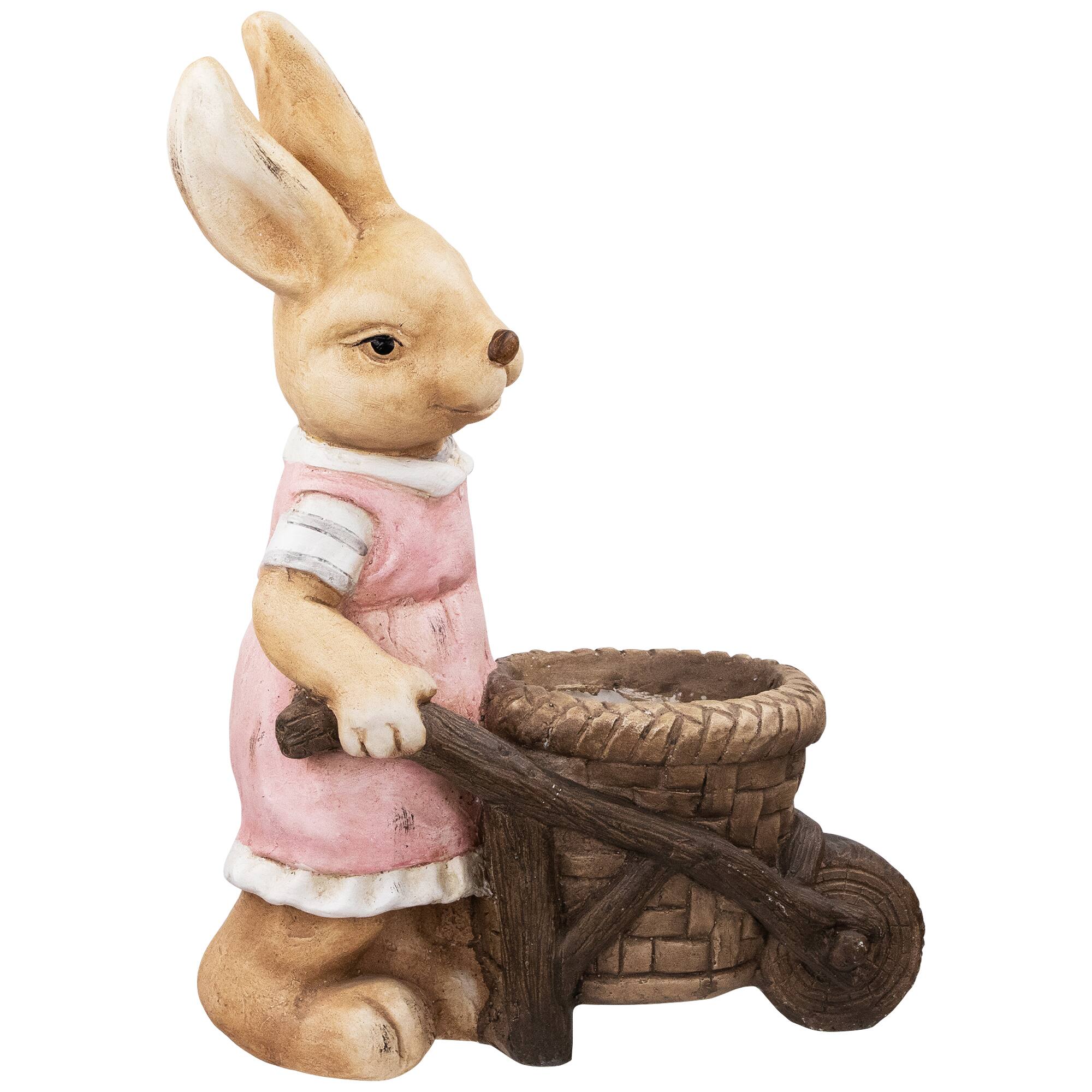 18.75&#x22; Girl Rabbit Outdoor Easter Garden Planter