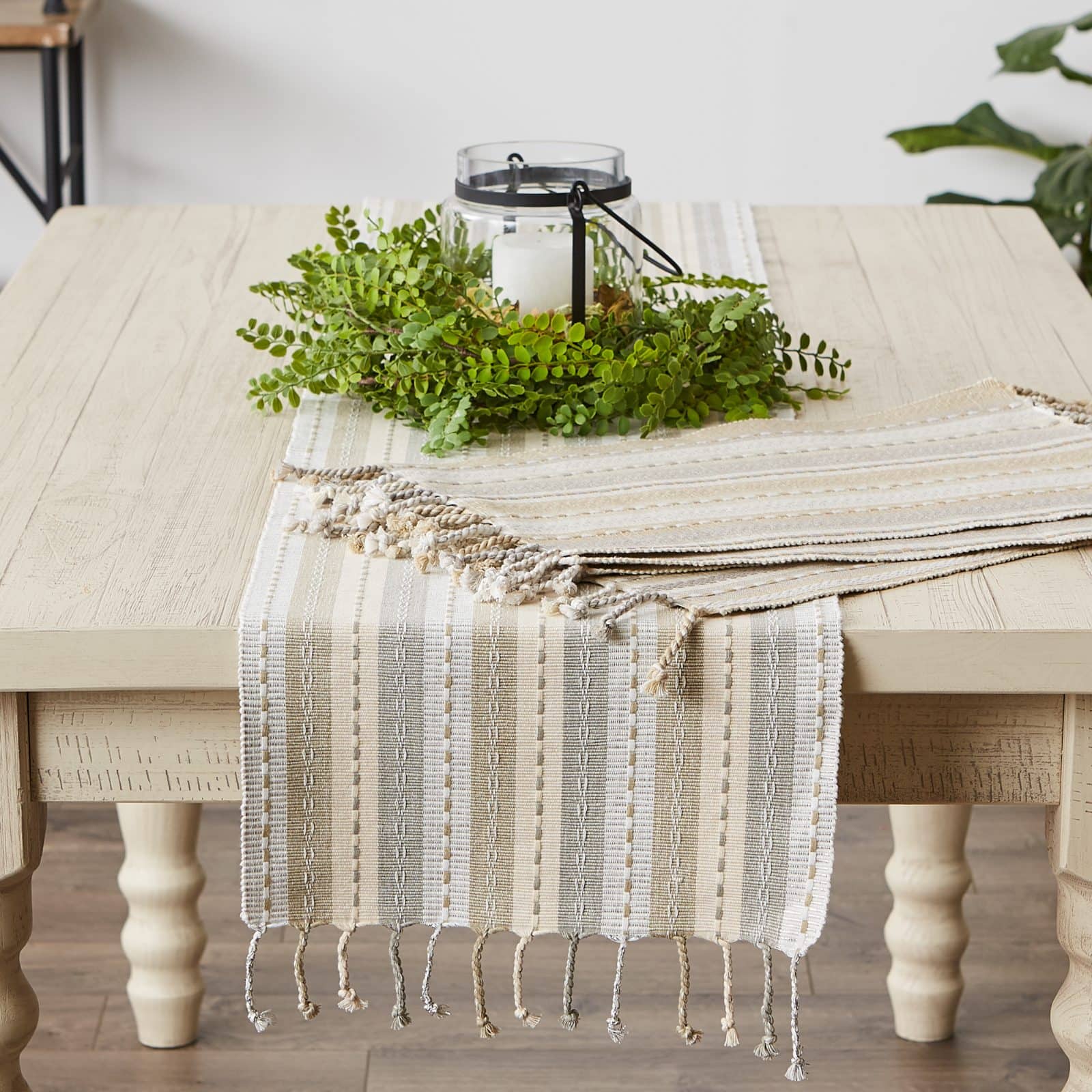 DII® Natural Tonal Stripe with Fringe Placemats, 6ct.