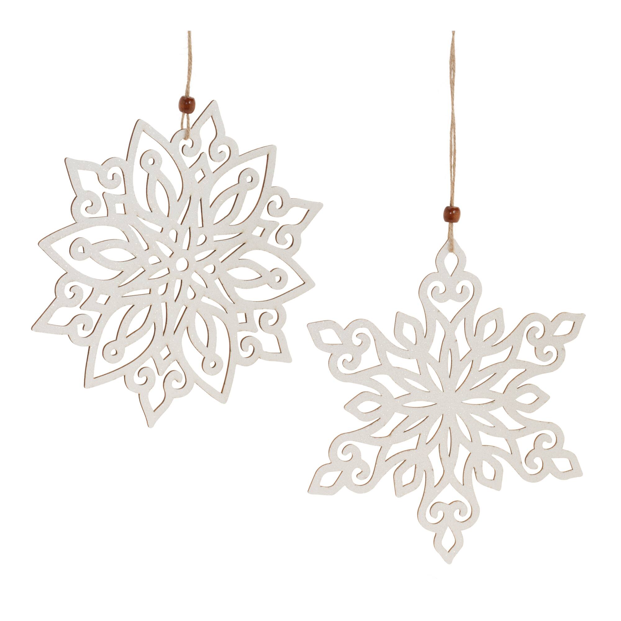 Wood Cut-Out Snowflake Ornament Set