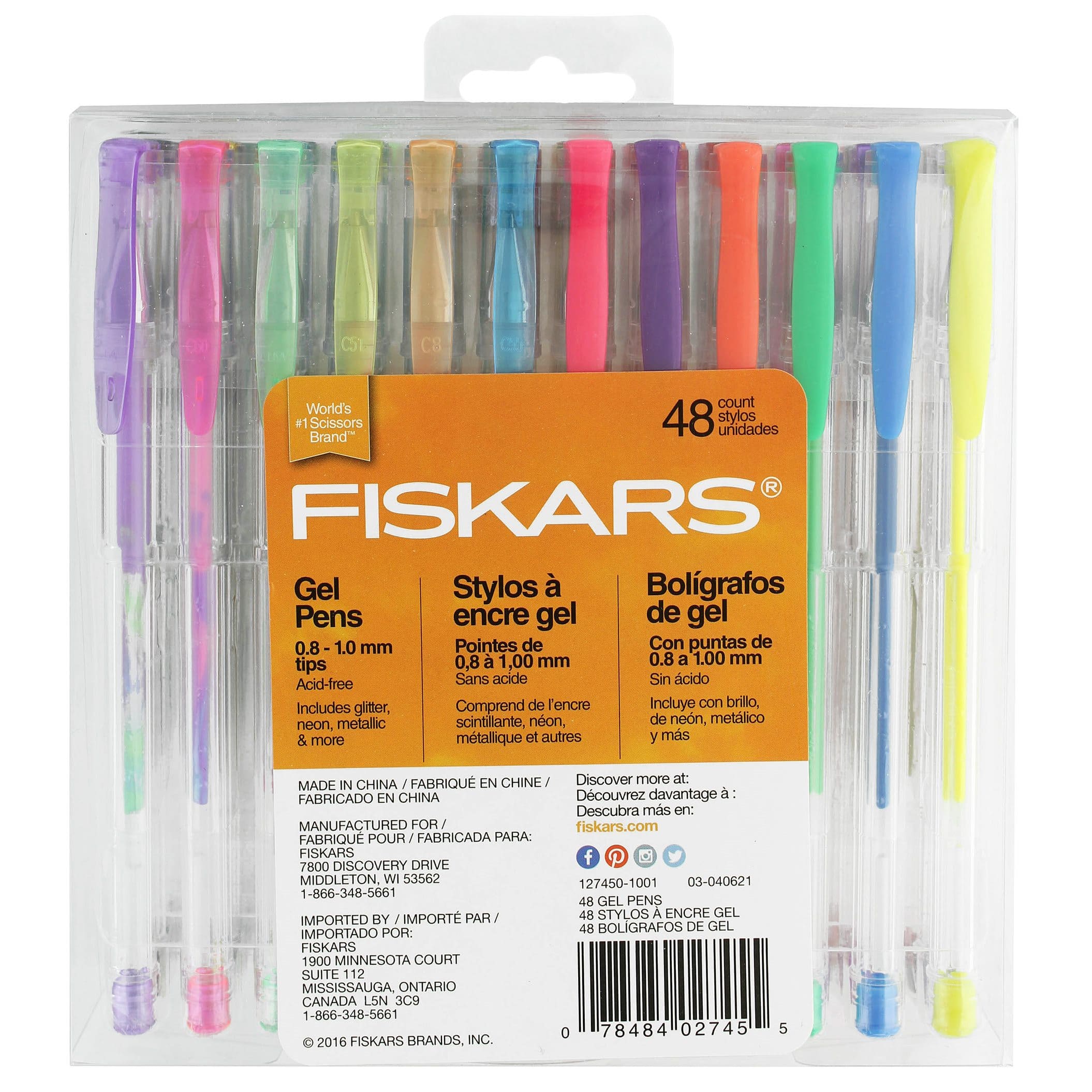 Gel Pen Set, Assorted Colors, 0.8mm - 1.0 Mm Tip Sizes, 48/set