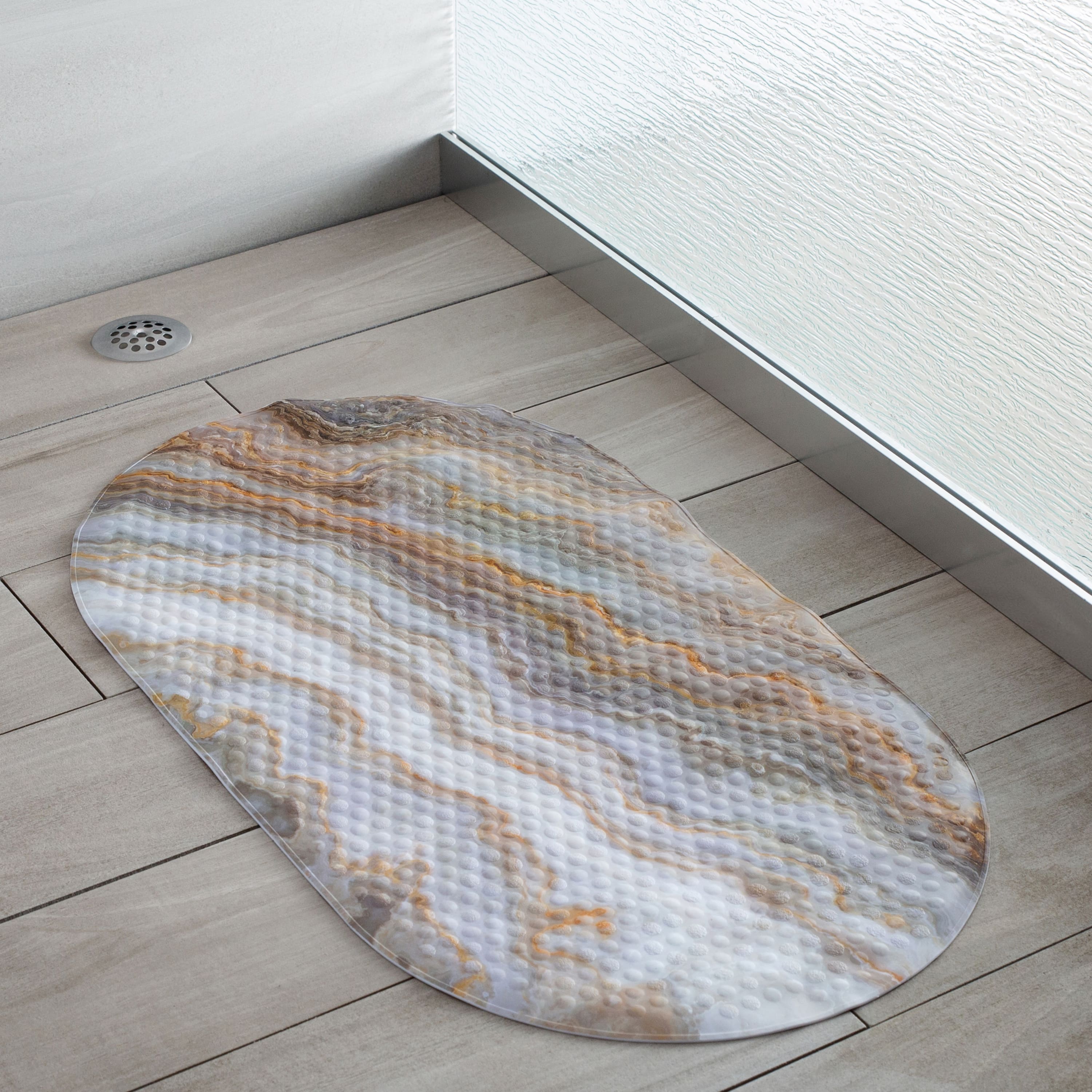 Elle D&#xE9;cor Agate Print Oval Bubble Bath Mat