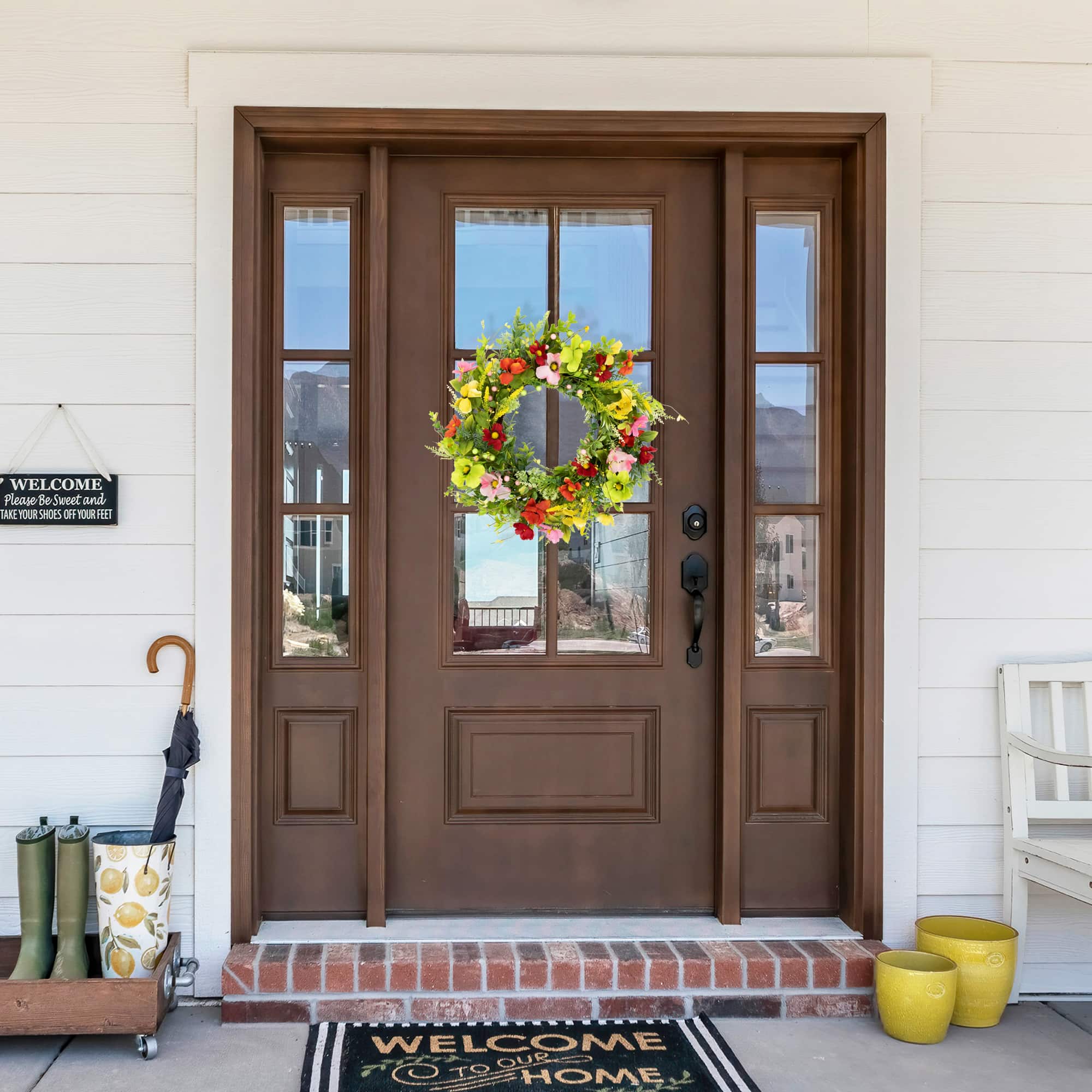 26&#x22; Poppy &#x26; Eucalyptus Spring Wreath