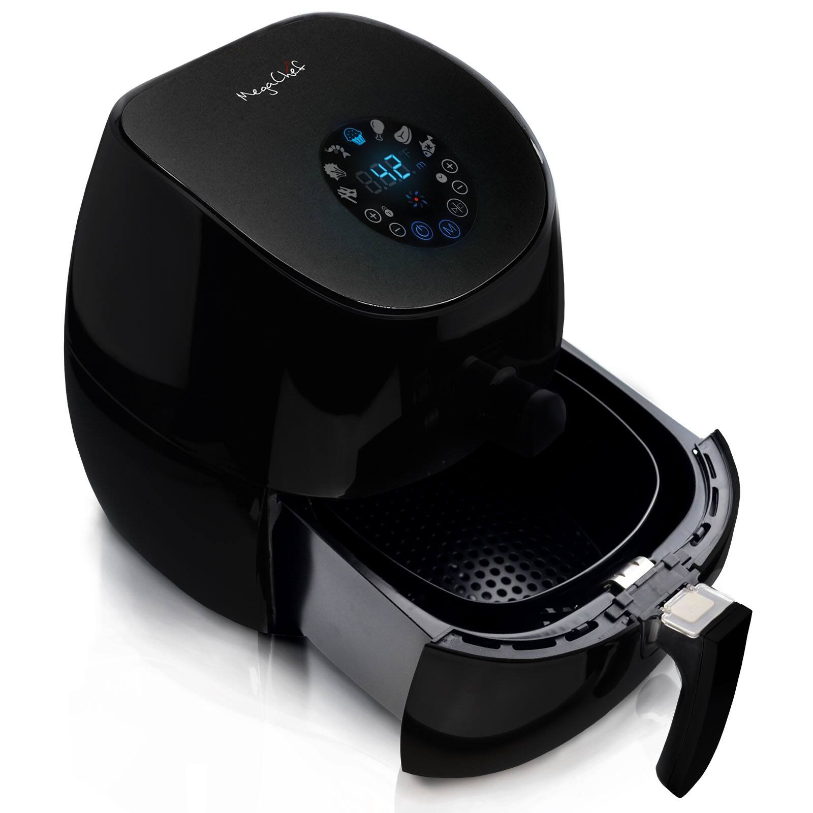 MegaChef 3.5qt. Sleek Black Airfryer &#x26; Multicooker With 7 Pre-programmed Settings