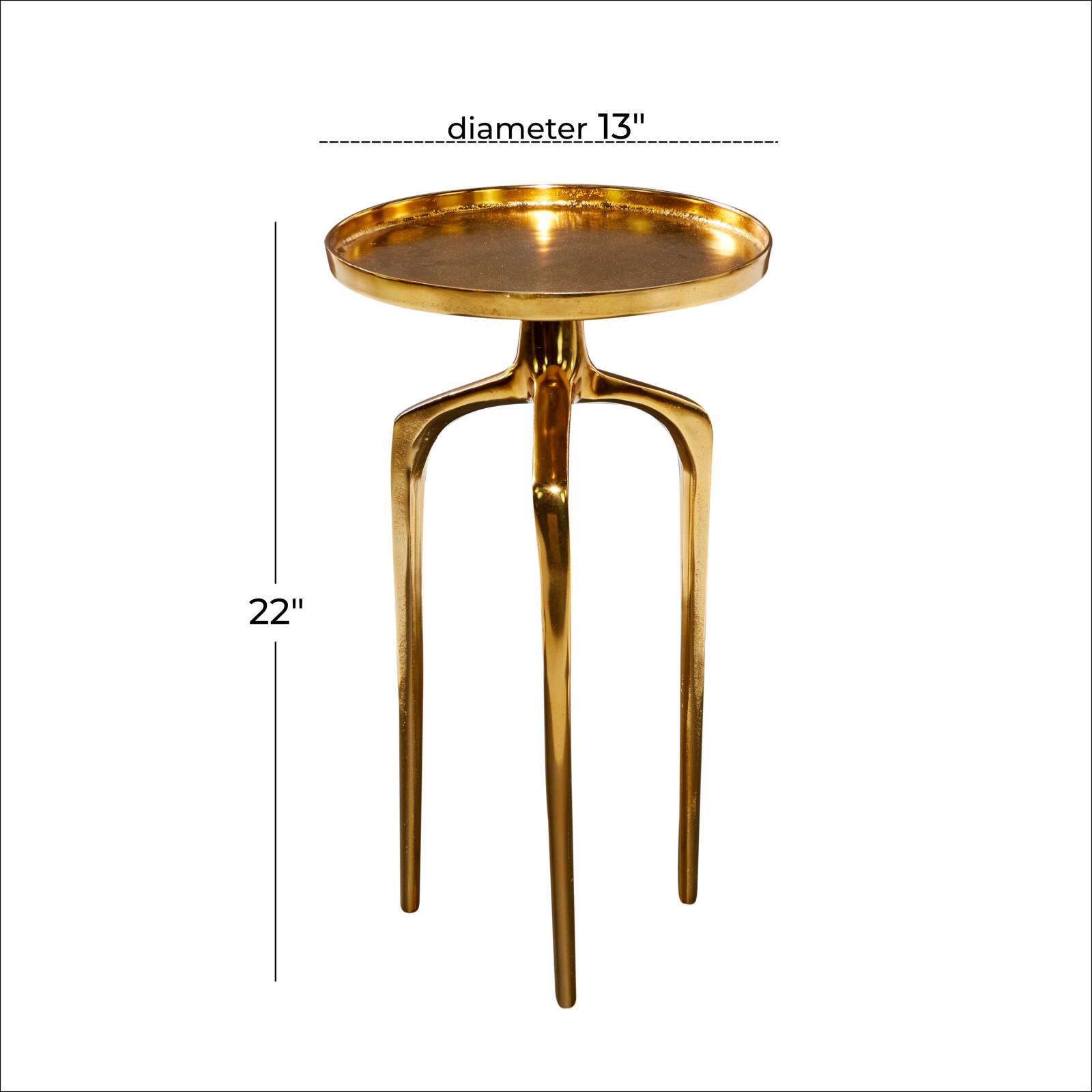 22" Gold Aluminum Contemporary Accent Table