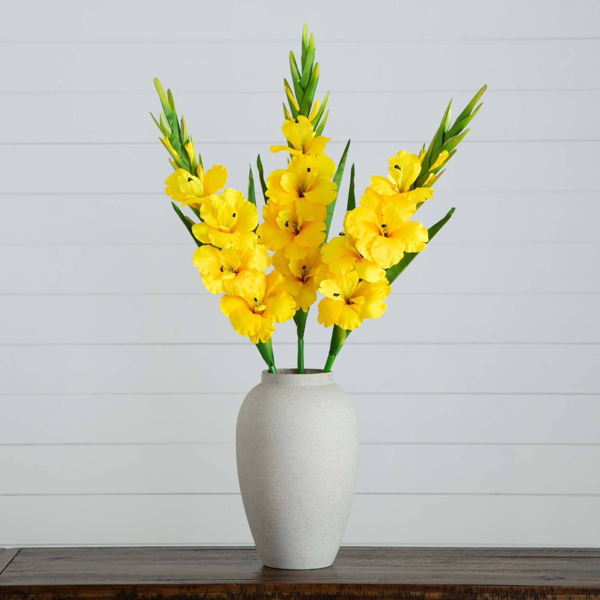 45&#x22; Yellow Gladiolus Flower Stems, 3ct.