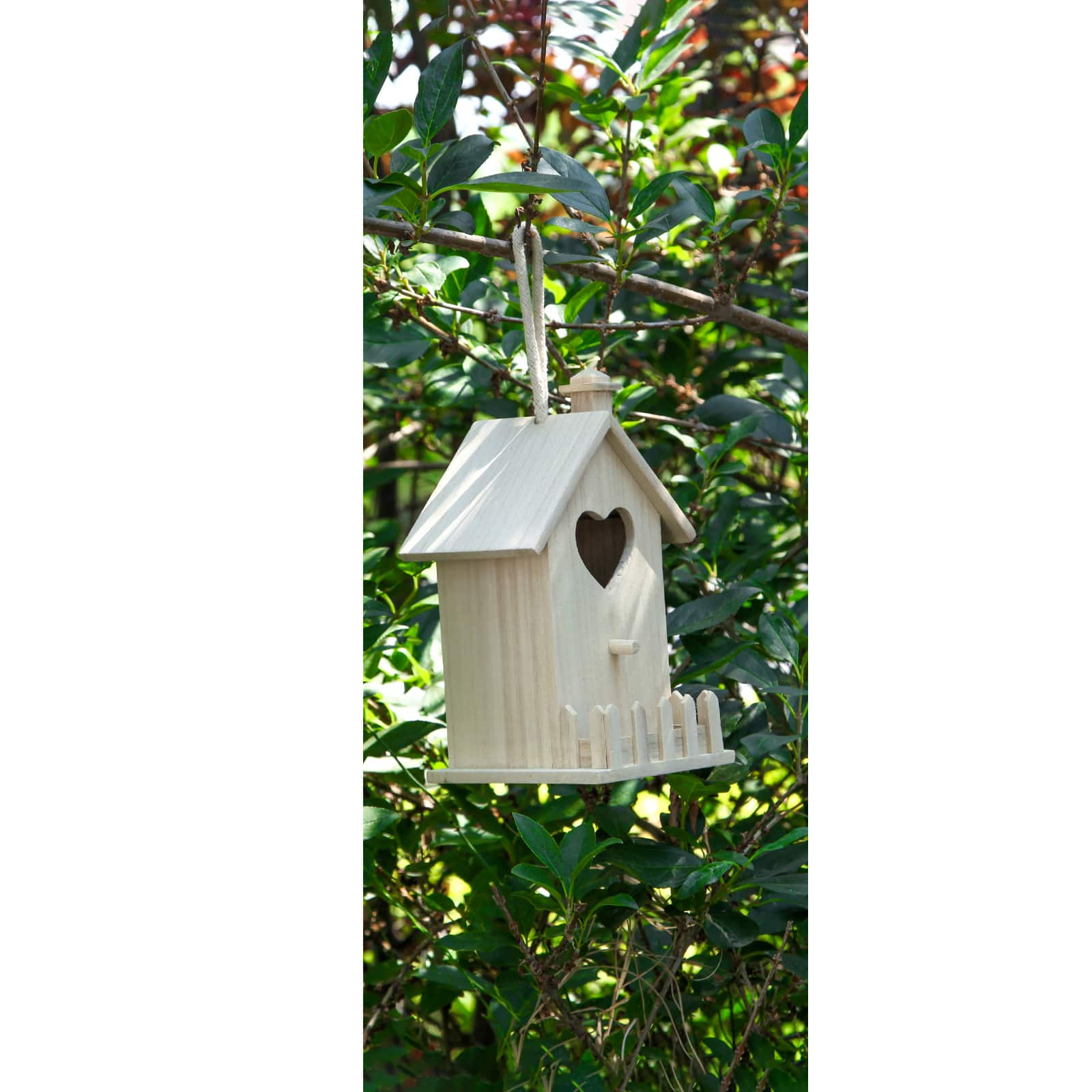 8&#x22; Heart &#x26; Fence Wood Birdhouse by Make Market&#xAE;