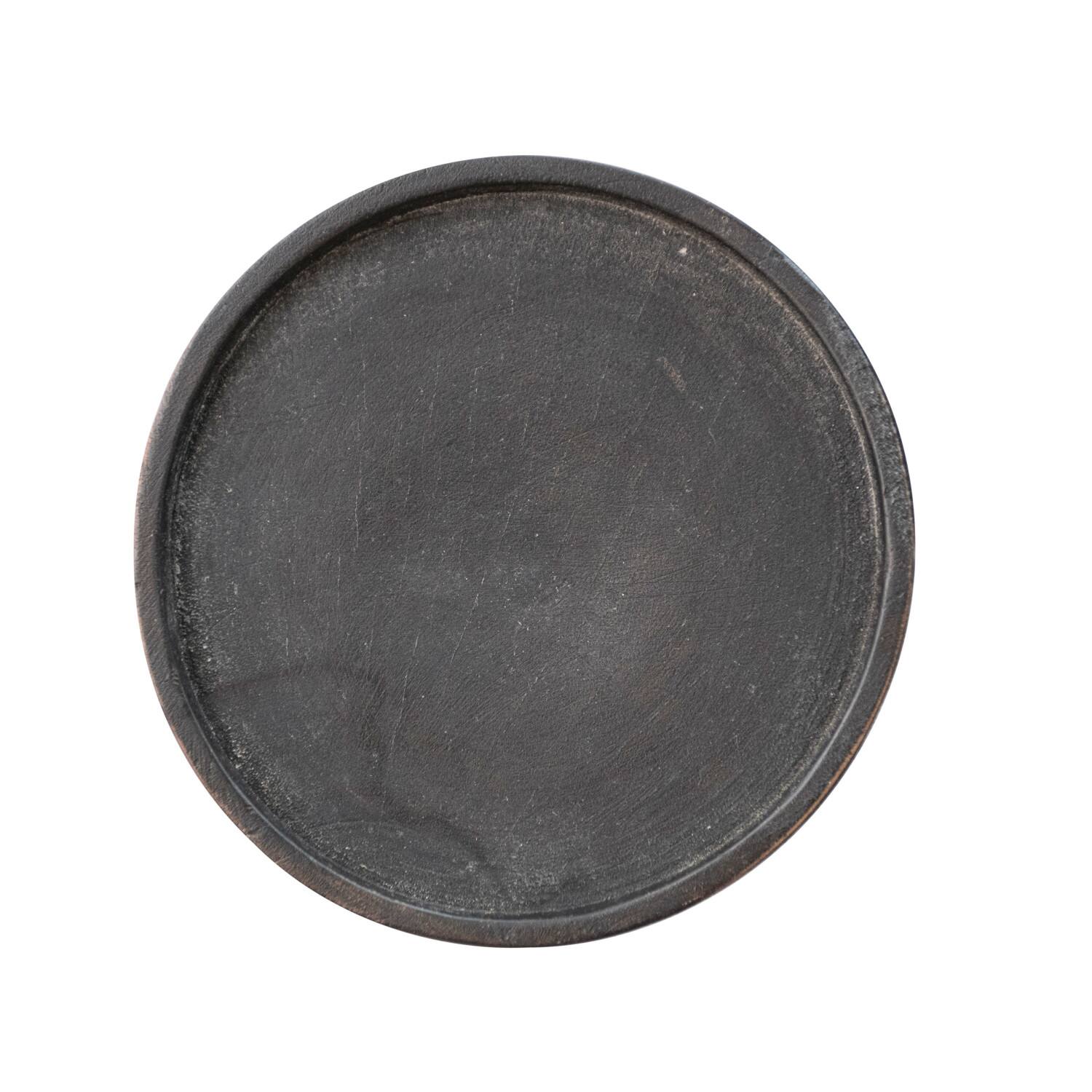 Hello Honey® 28" Black Hand-Carved Mango Wood Ribbed Candle Holder