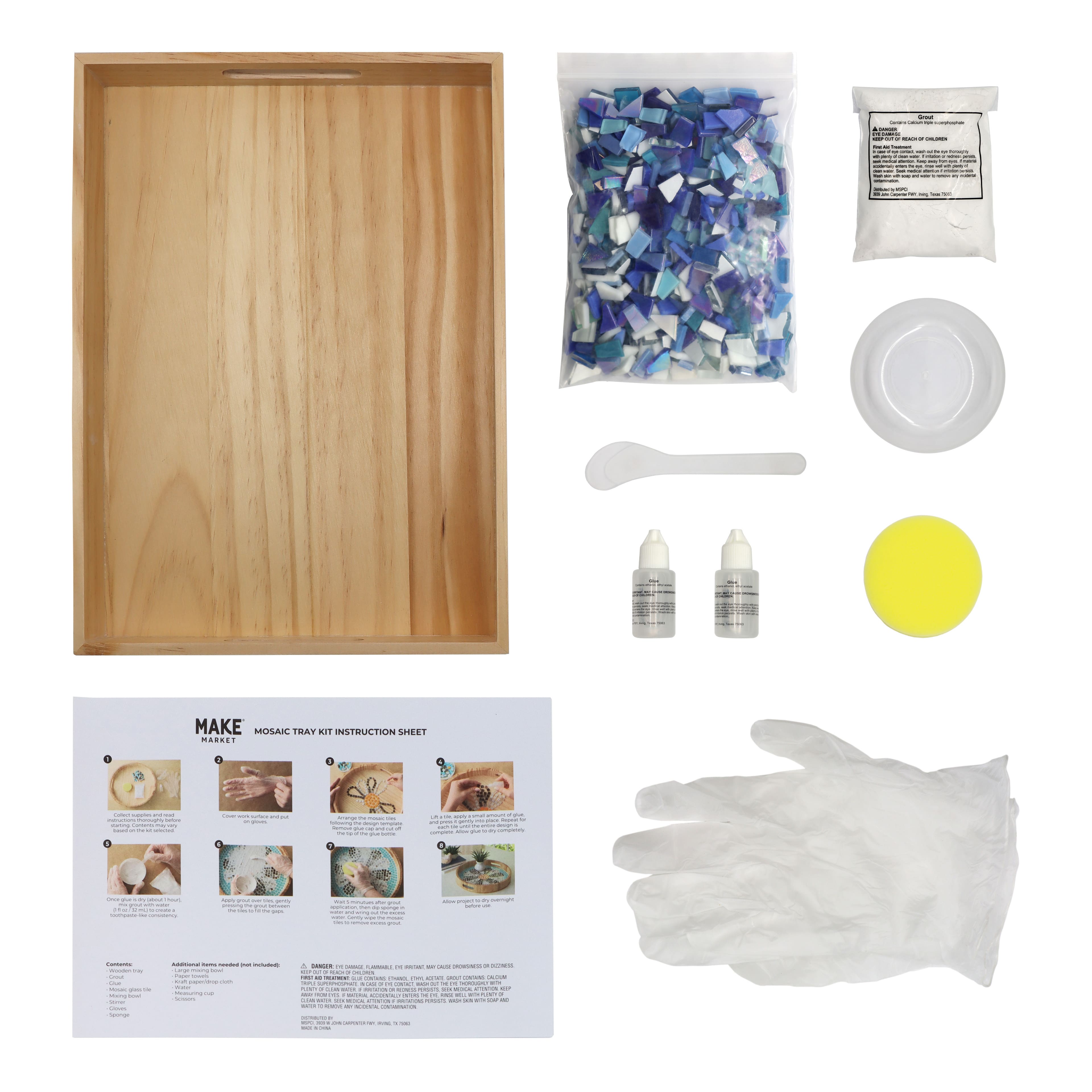 10&#x22; x 14&#x22; Blue Wave Mosaic Tray Kit by Make Market&#xAE;