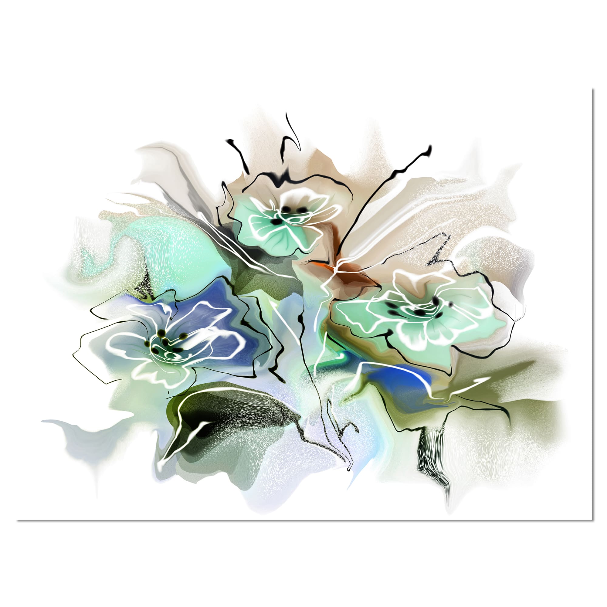 Designart - Textured Floral Watercolor - Extra Large Floral Wall Art