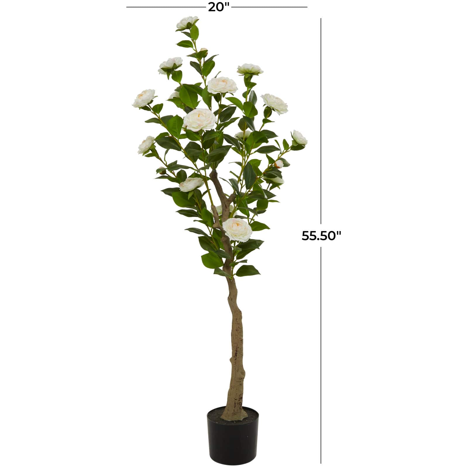 4.5ft. Green Faux Camellia Foliage Artificial Tree with Black Plastic Pot