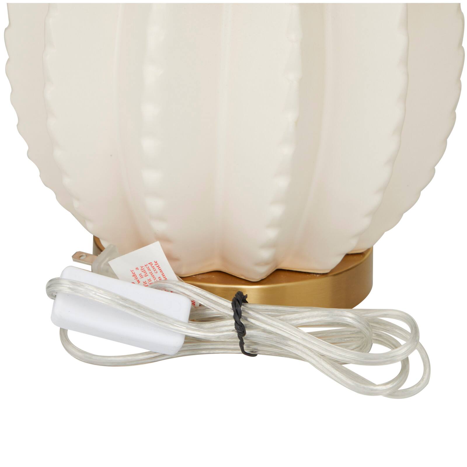 CosmoLiving by Cosmopolitan Cream Ceramic Gourd Style Base Table Lamp with Drum Shade 12" x 12" x 19"