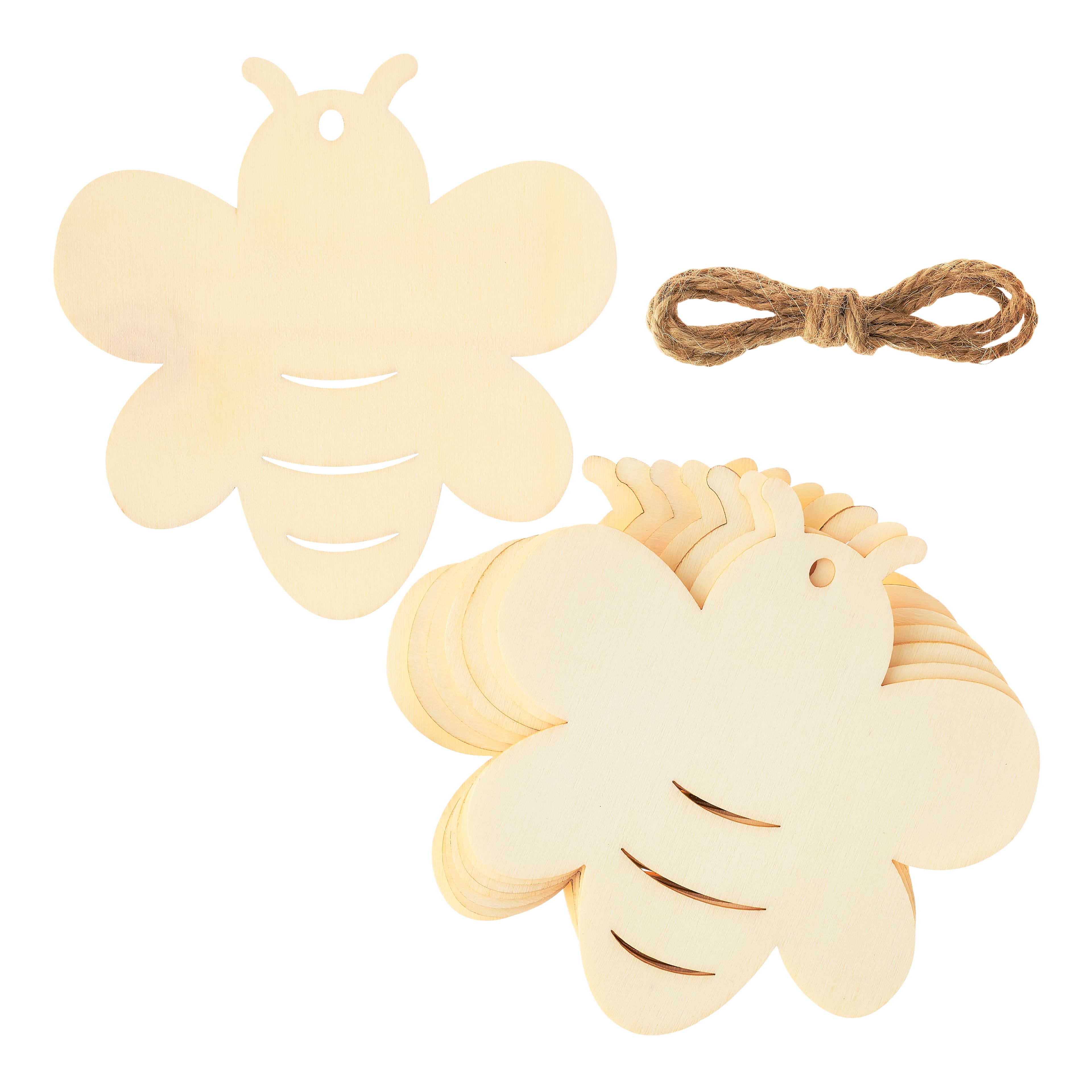 24 Pack: Unfinished Wooden Bee Banner by Make Market&#xAE;