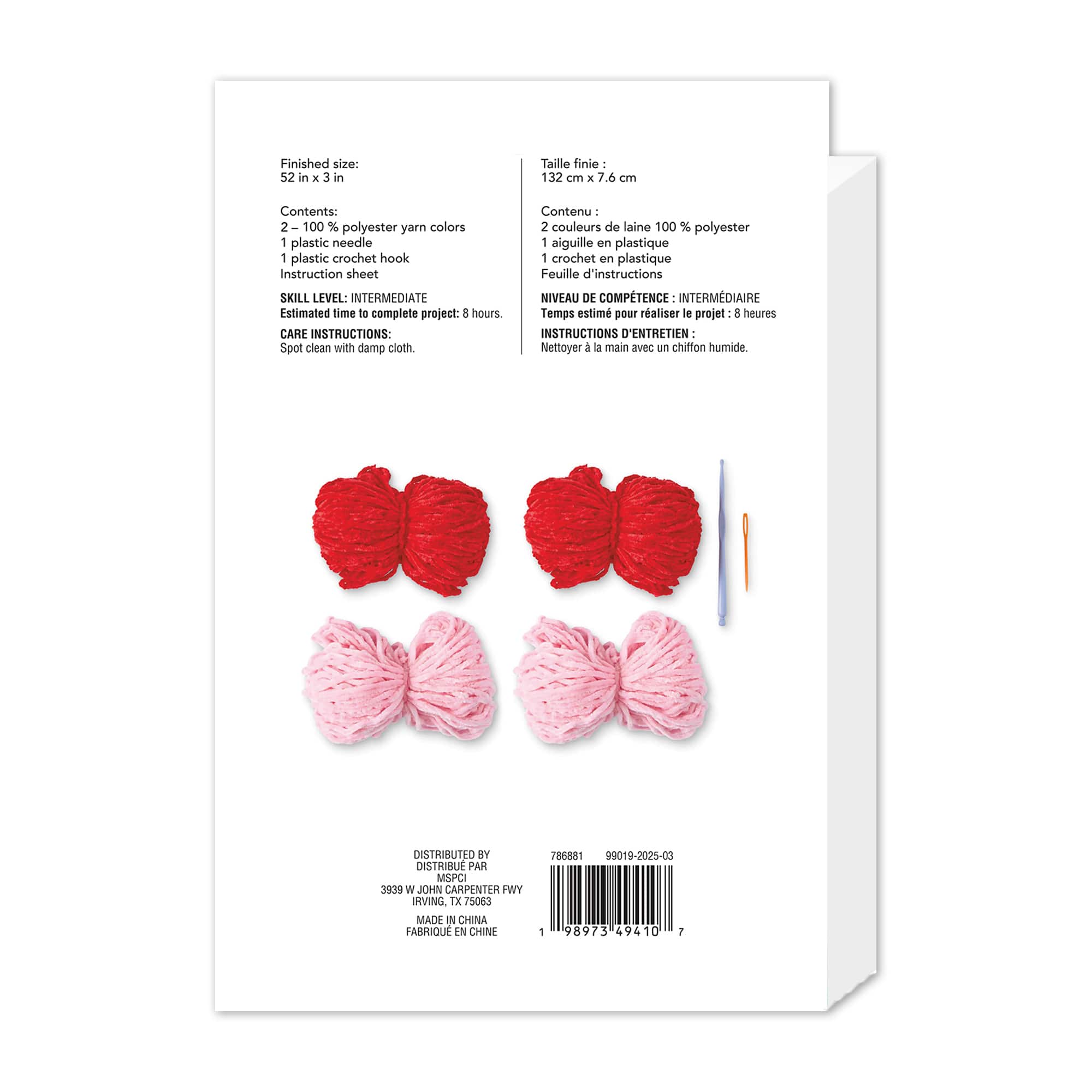 Intermediate Pink &#x26; Red Bow Garland Amigurumi Crochet Ornament Kit by Loops &#x26; Threads&#xAE;