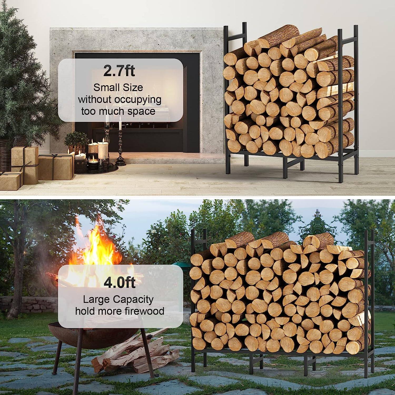 NEX&#x2122; 4ft. Outdoor Metal Firewood Storage Rack