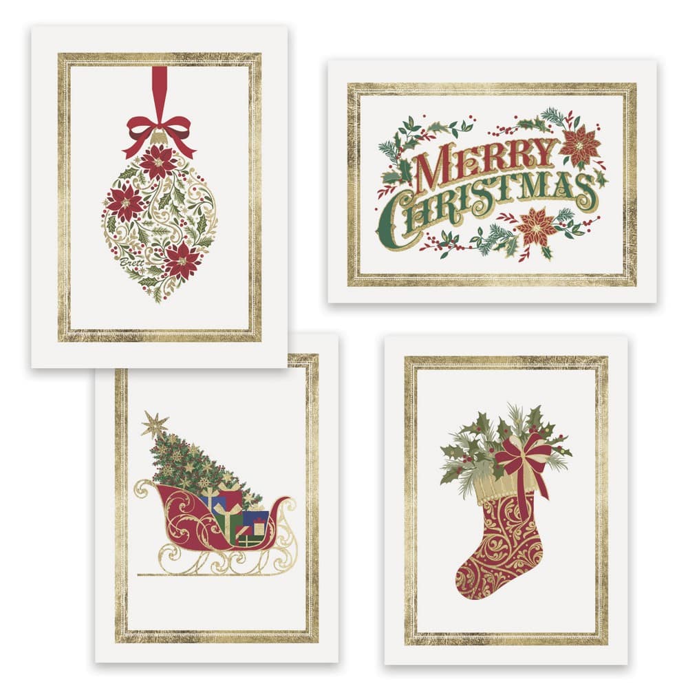 JAM Paper Holiday Traditions Assortment Christmas Cards &#x26; Envelopes Set, 16ct.