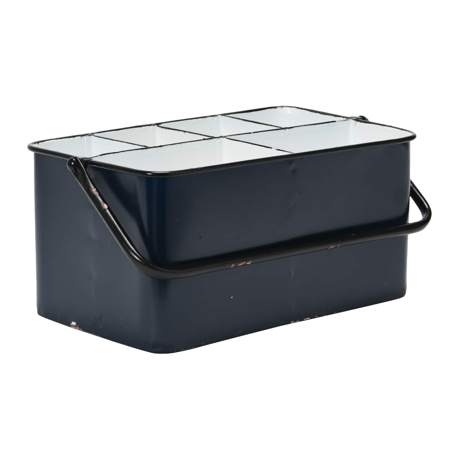 6-Compartment Metal Caddy with Handle