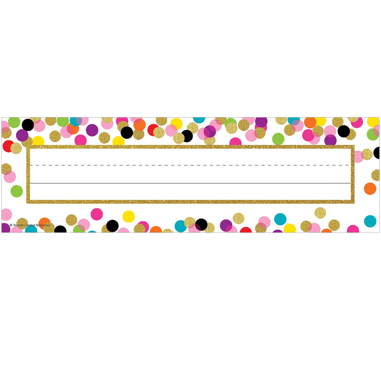 Teacher Created Resources Confetti Name Plates, 6 Packs of 36