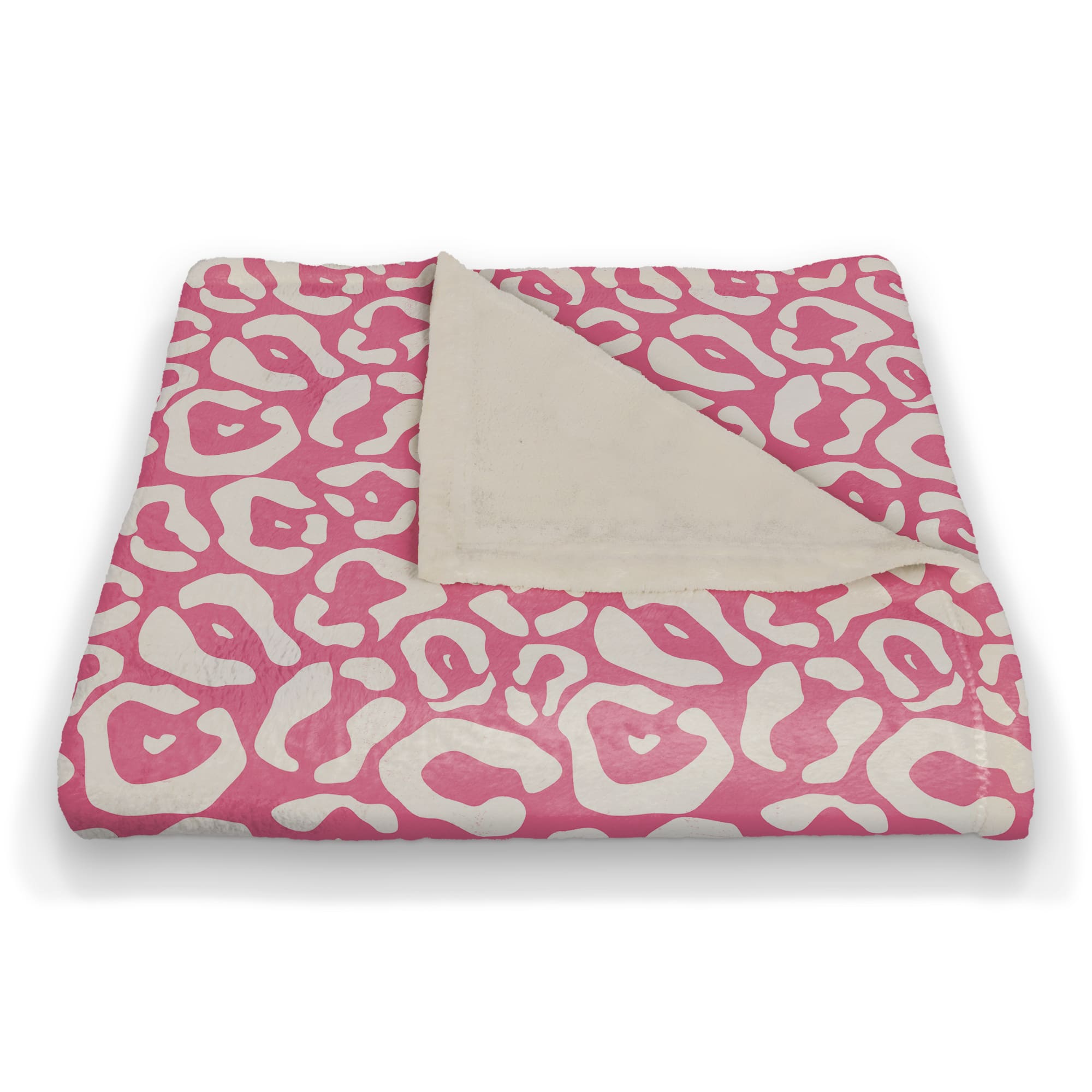 Pink &#x26; Cream Cheetah Fleece Throw Blanket