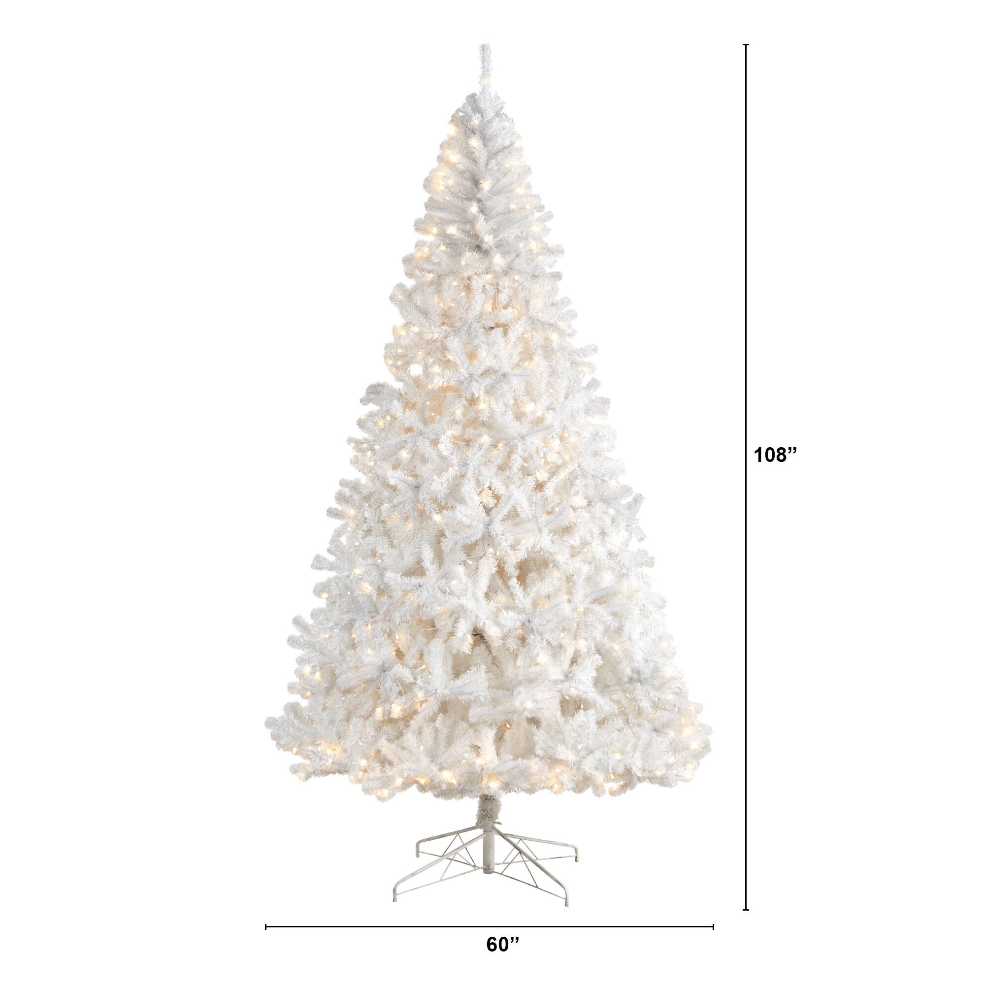 9ft. Pre-Lit White Artificial Christmas Tree, Clear LED Lights