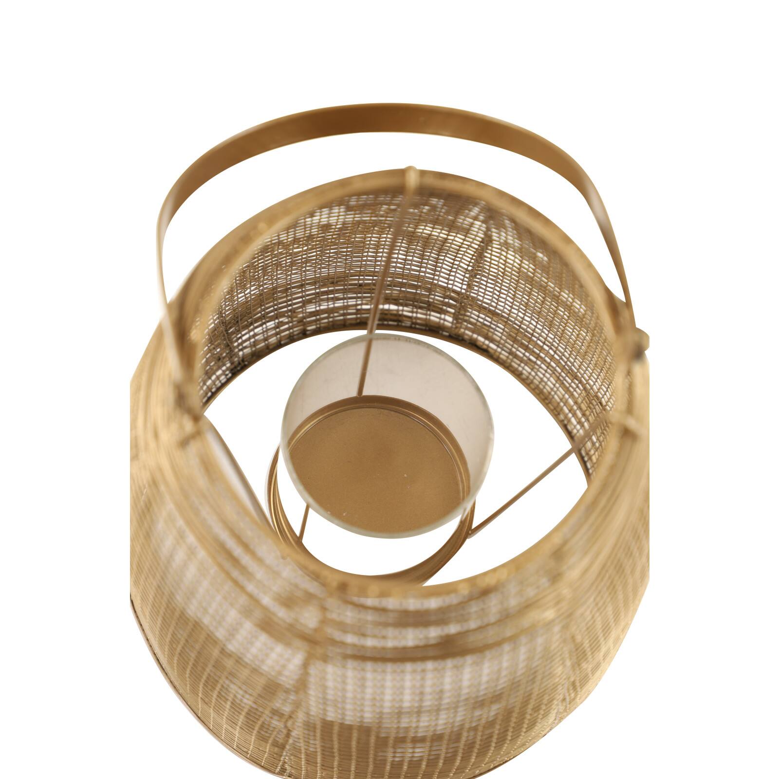 Gold Iron Modern Candle Holder Lantern, 16&#x22; x 9&#x22; x 9&#x22;